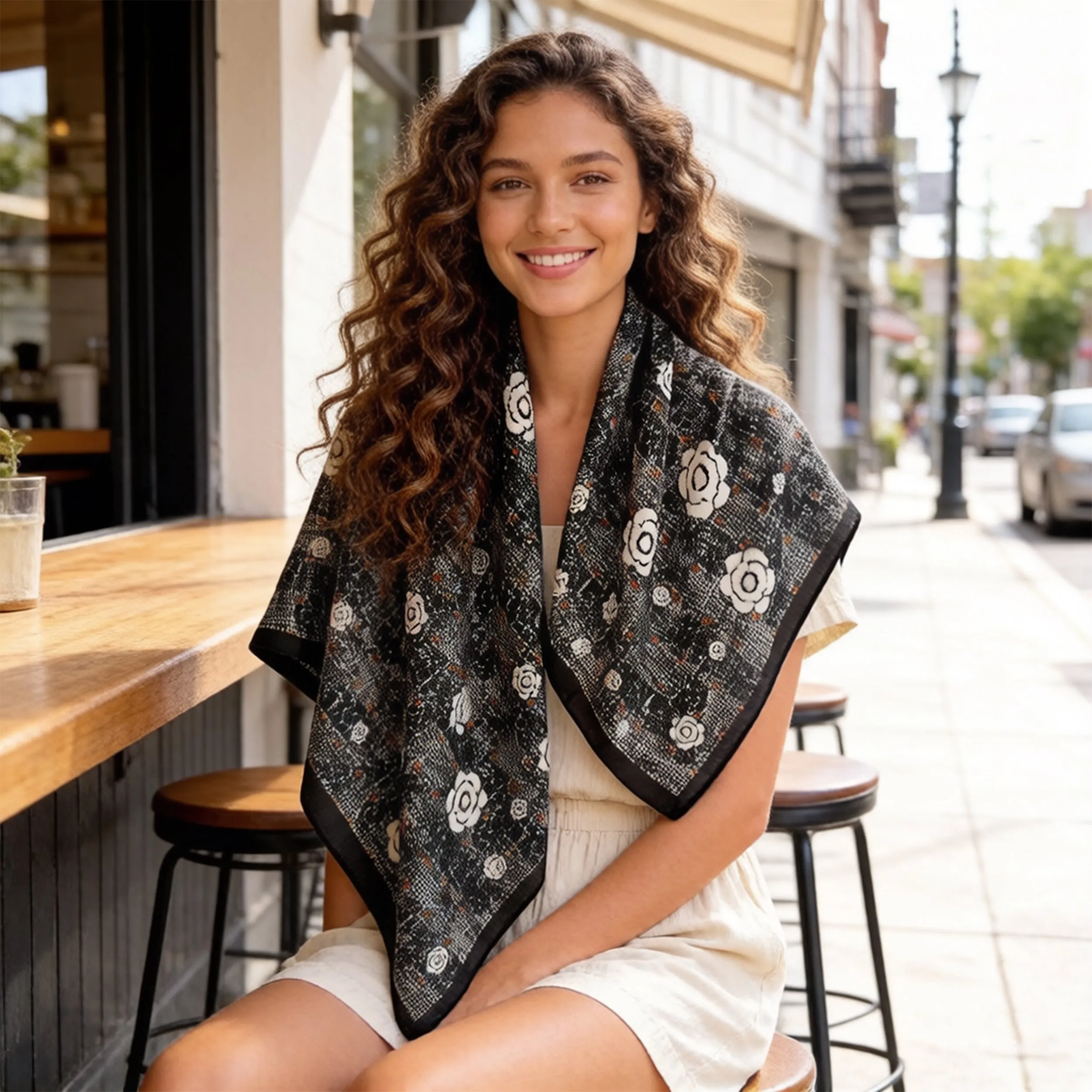 Anna-Kaci Women's Floral Large Square Scarf Lightweight Head Neck Hair Wrap Shawl 35 Inch sold by Anna-Kaci product image thumbnail 2