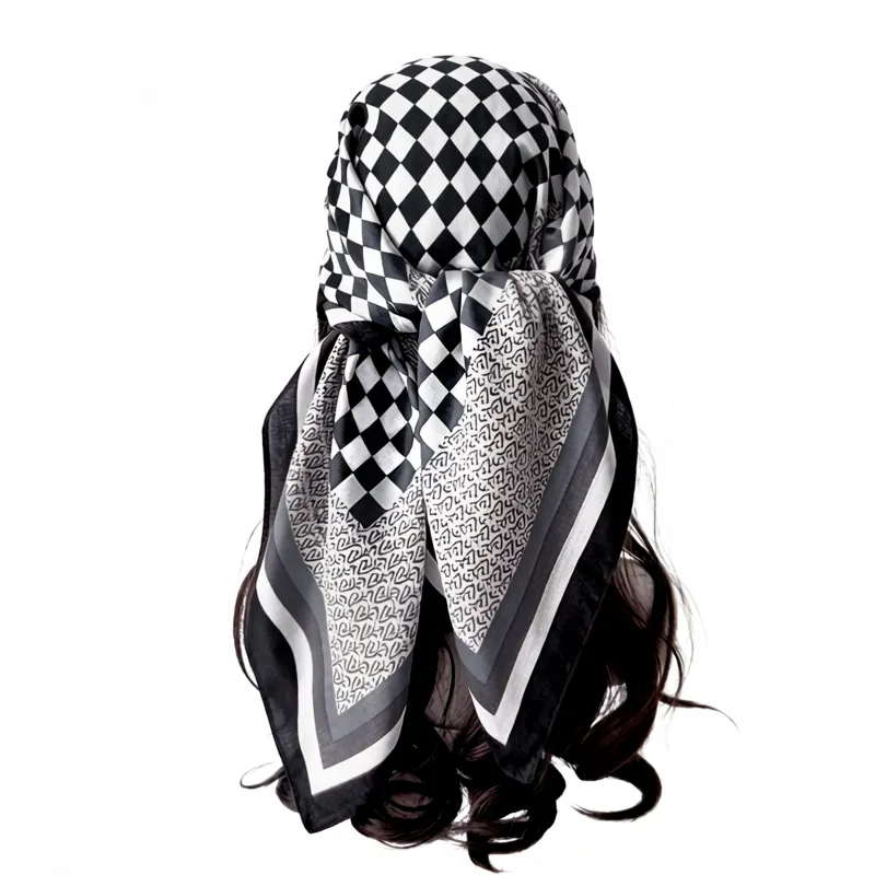 Anna-Kaci Women's Checkered Large Square Scarf Lightweight Head Neck Hair Wrap 35 Inch made by Anna-Kaci