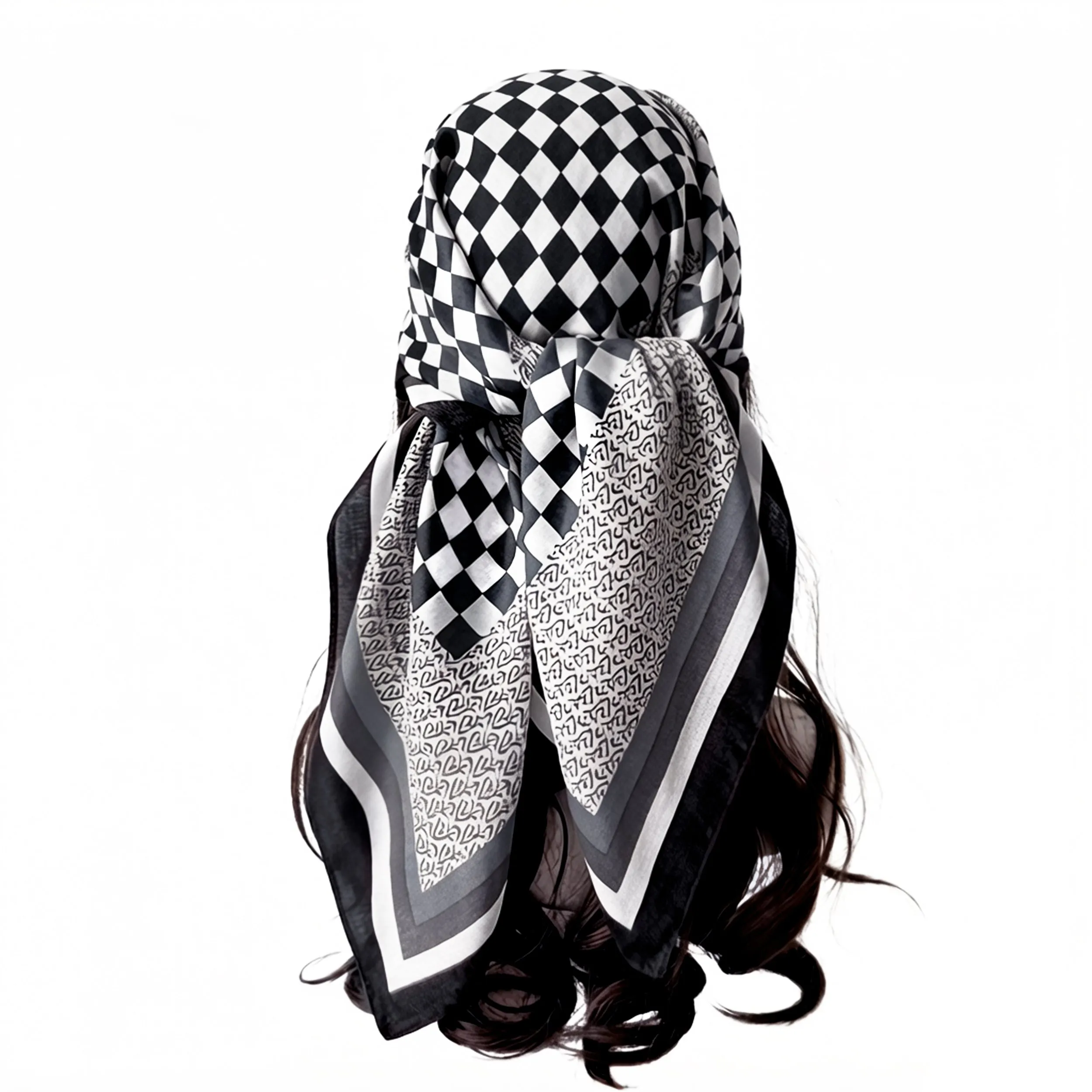 Anna-Kaci Women's Checkered Large Square Scarf Lightweight Head Neck Hair Wrap 35 Inch sold by Anna-Kaci