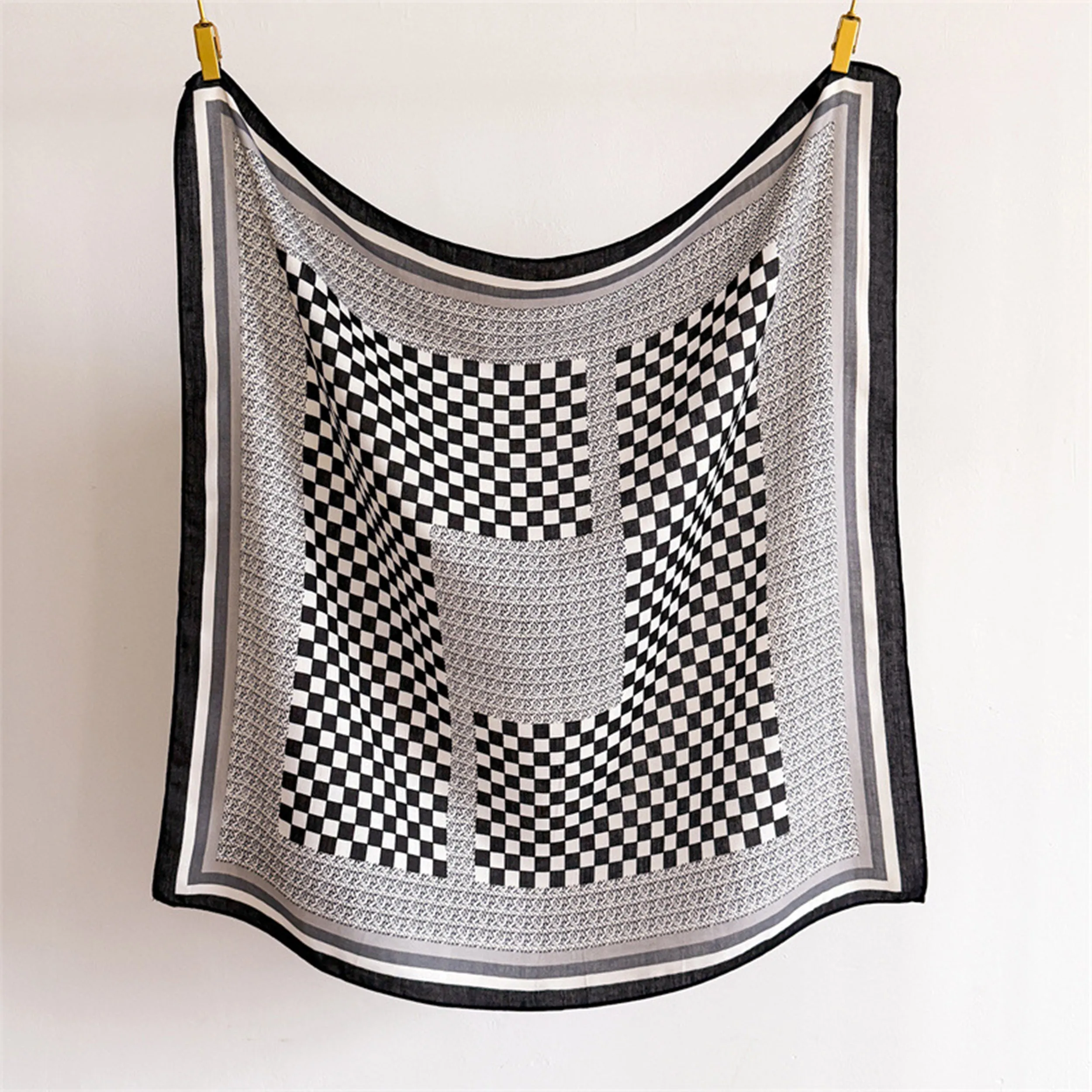 Anna-Kaci Women's Checkered Large Square Scarf Lightweight Head Neck Hair Wrap 35 Inch sold by Anna-Kaci product image thumbnail 3