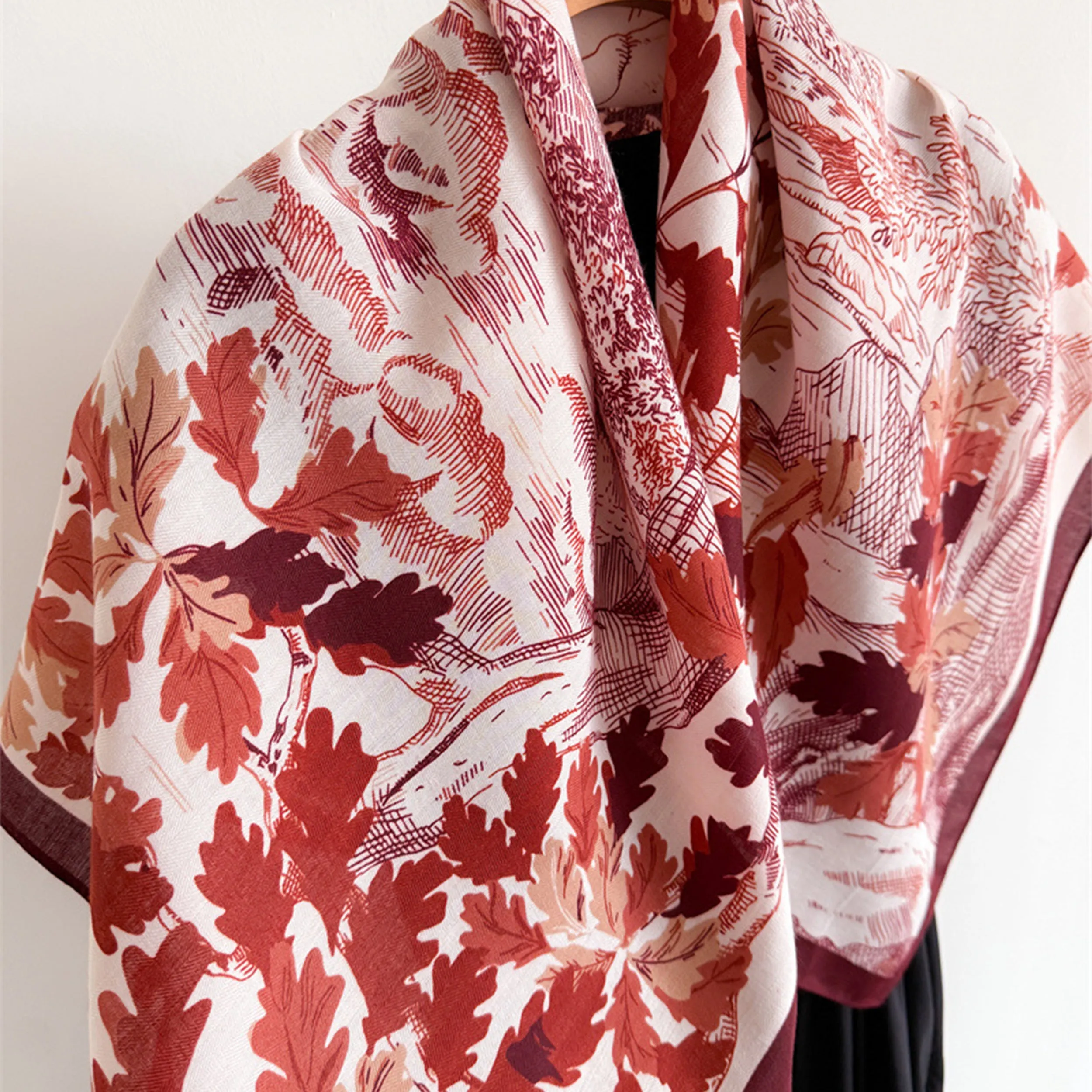 Anna-Kaci Women's Landscape Floral Square Scarf Large Lightweight Neck Hair Shawl Wrap 35 Inch sold by Anna-Kaci product image thumbnail 4