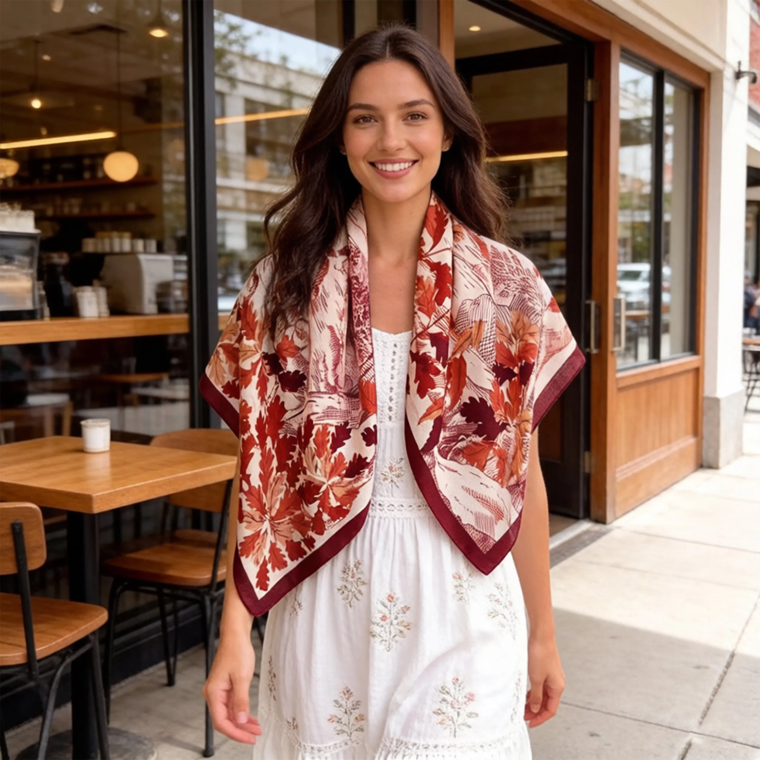 Anna-Kaci Women's Landscape Floral Square Scarf Large Lightweight Neck Hair Shawl Wrap 35 Inch sold by Anna-Kaci product image thumbnail 2