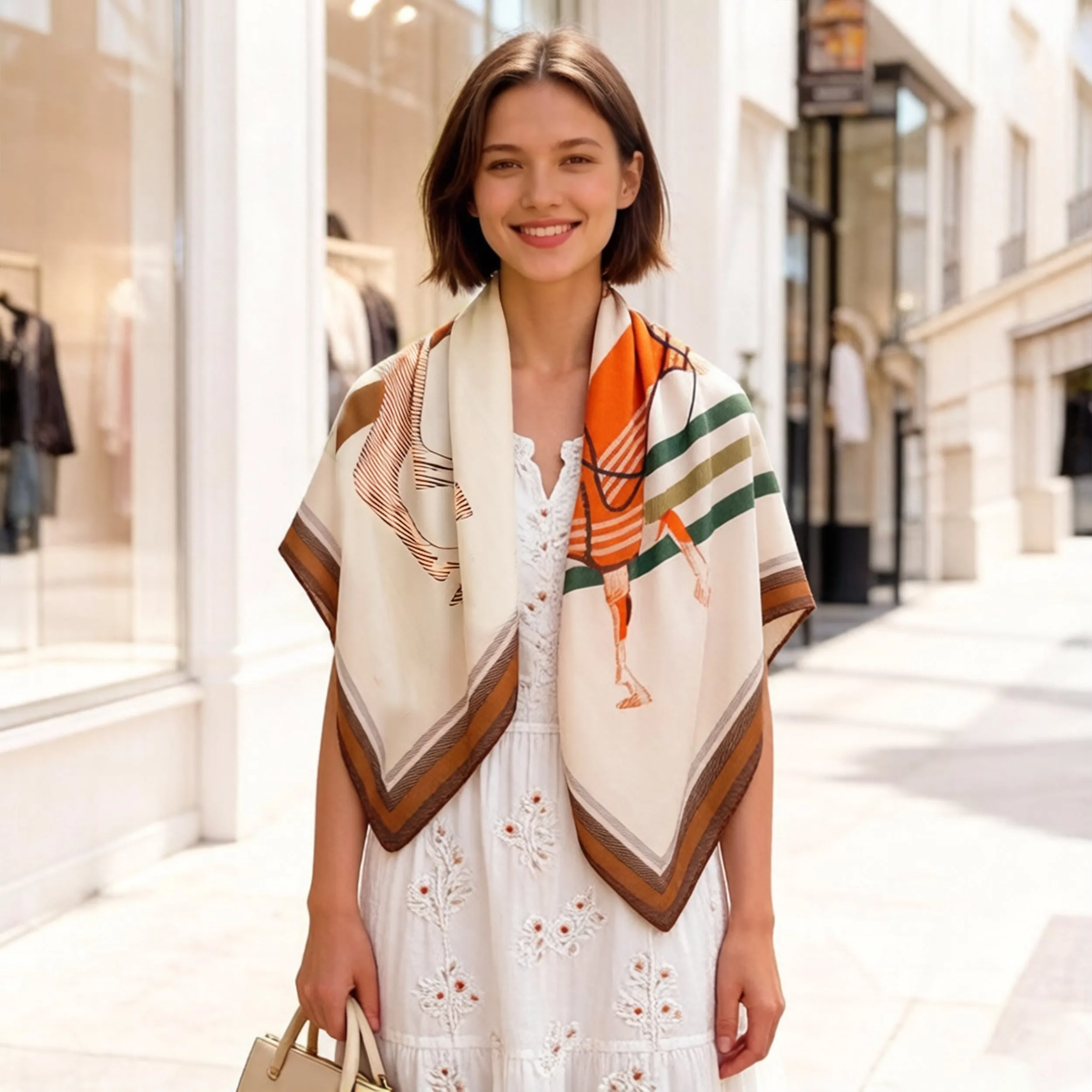 Anna-Kaci Women's Horse Print Large Square Scarf Lightweight Neck Hair Shawl Wrap 35 x 35 Inch sold by Anna-Kaci product image thumbnail 2