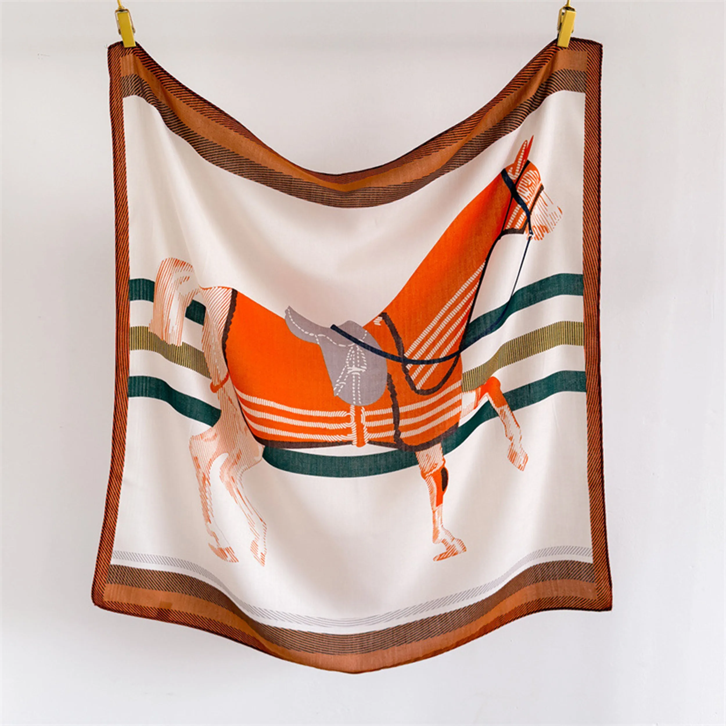 Anna-Kaci Women's Horse Print Large Square Scarf Lightweight Neck Hair Shawl Wrap 35 x 35 Inch sold by Anna-Kaci product image thumbnail 3