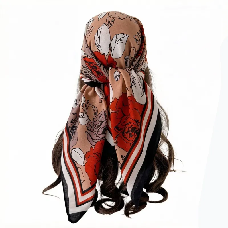 Anna-Kaci Women's Large Floral Square Scarf 35 Inch Lightweight Fashion Head Neck Shawl Wrap made by Anna-Kaci