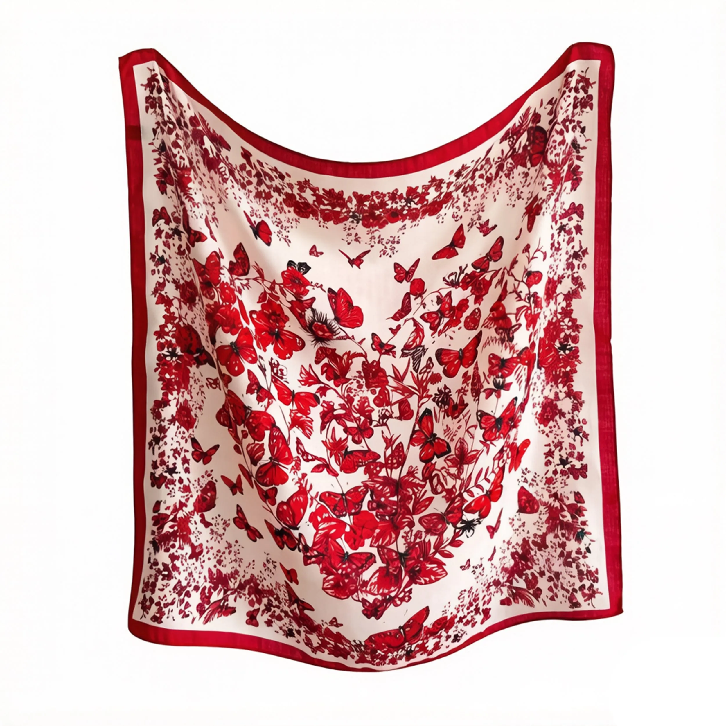Anna-Kaci Women's 35 Inch Butterfly Floral Square Scarf Lightweight Fashion Shawl Wrap Hair Scarf sold by Anna-Kaci product image thumbnail 3