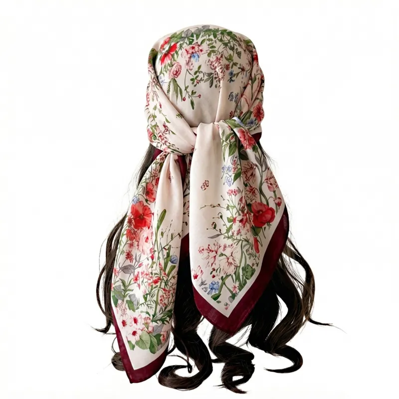 Anna-Kaci Women's 35 Inch Large Floral Square Scarf Lightweight Fashion Shawl Wrap Neck Hair Scarf made by Anna-Kaci