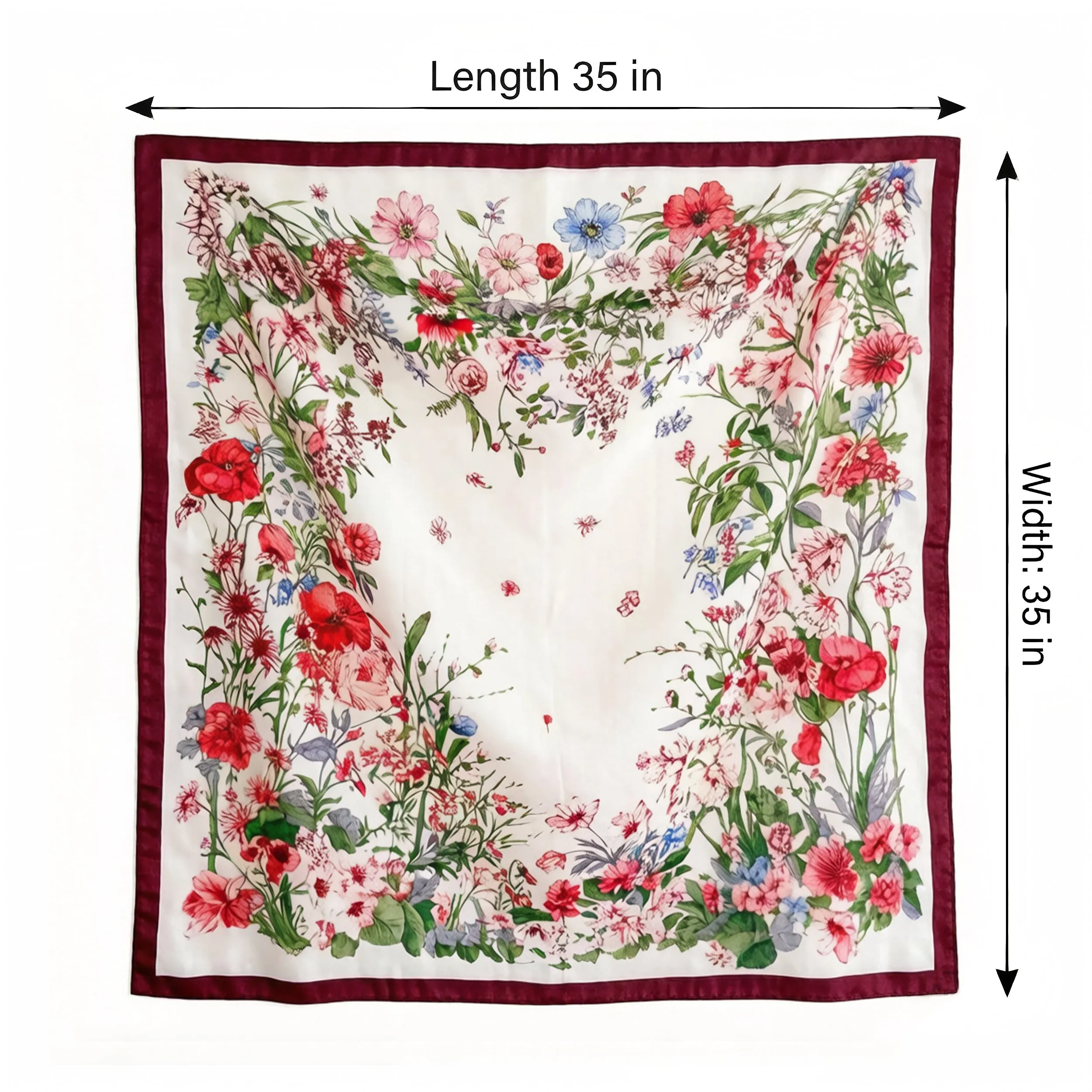 Anna-Kaci Women's 35 Inch Large Floral Square Scarf Lightweight Fashion Shawl Wrap Neck Hair Scarf sold by Anna-Kaci product image thumbnail 5