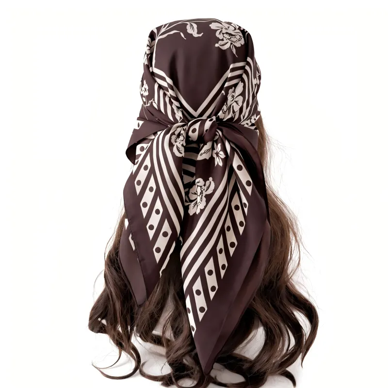 Anna-Kaci Vintage Floral Print Satin Square Scarf 35 x 35 Inches Head Scarf for Women made by Anna-Kaci