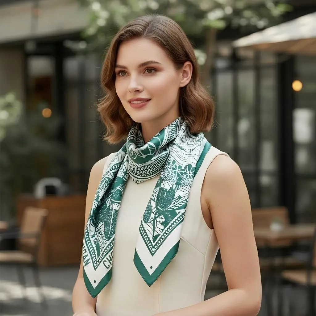 Anna-Kaci Women's Oversized Botanical Satin Scarf Silk Touch Square Head Wrap 35 Inch sold by Anna-Kaci product image thumbnail 2