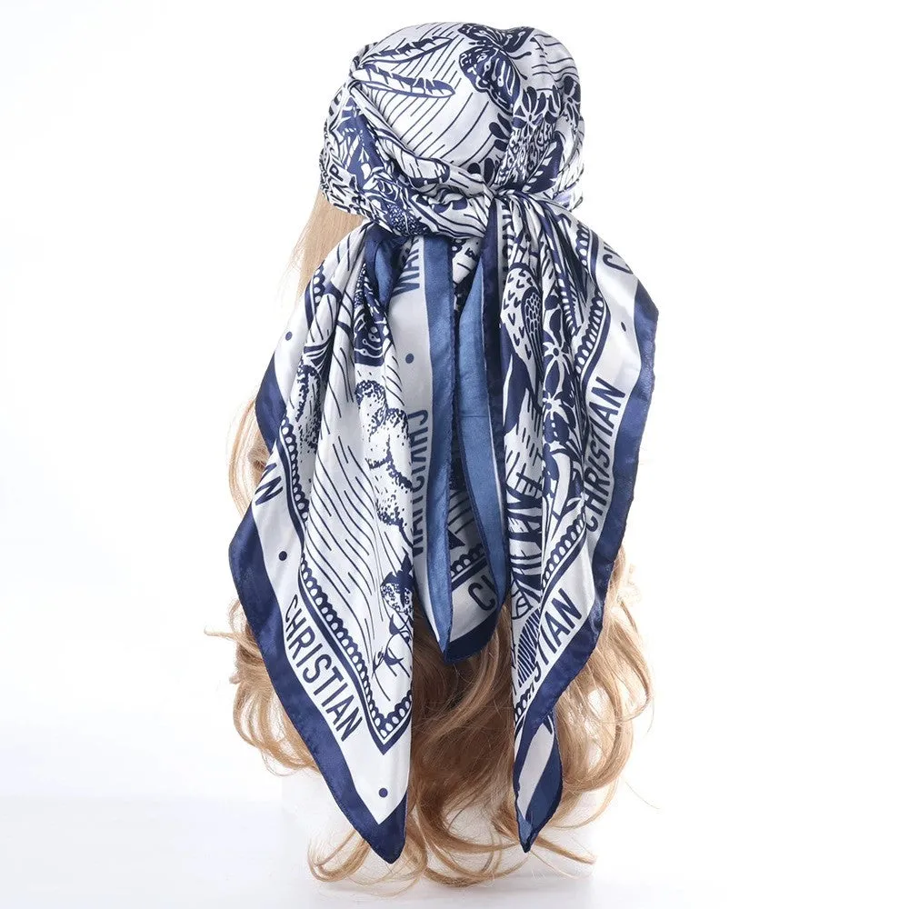 Anna-Kaci Women's Oversized Botanical Satin Scarf Silk Touch Square Head Wrap 35 Inch sold by Anna-Kaci product image thumbnail 4