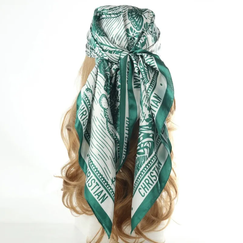 Anna-Kaci Women's Oversized Botanical Satin Scarf Silk Touch Square Head Wrap 35 Inch made by Anna-Kaci
