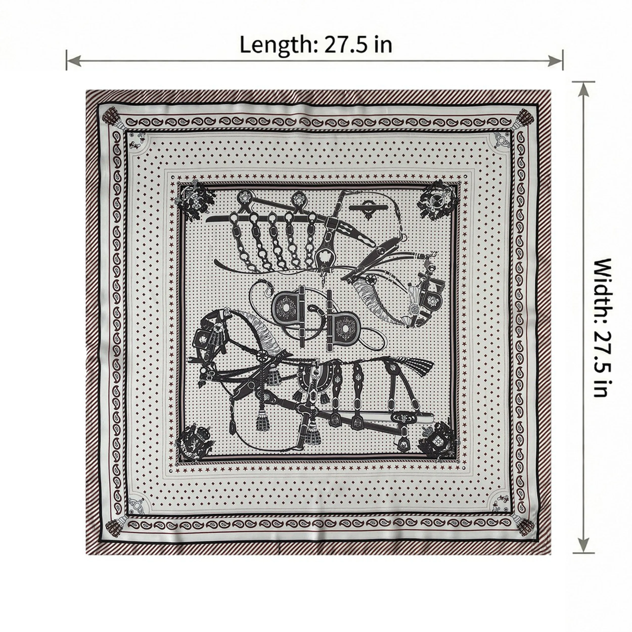 Anna-Kaci Women's Equestrian Print Silk Feel Satin Square Scarf Lightweight Neck Wrap 27.5 Inches sold by Anna-Kaci product image thumbnail 4