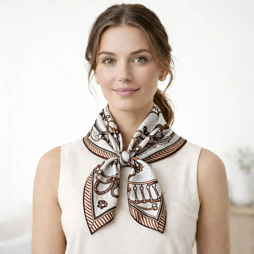 Anna-Kaci Women's Equestrian Print Silk Feel Satin Square Scarf Lightweight Neck Wrap 27.5 Inches sold by Anna-Kaci product image thumbnail 2