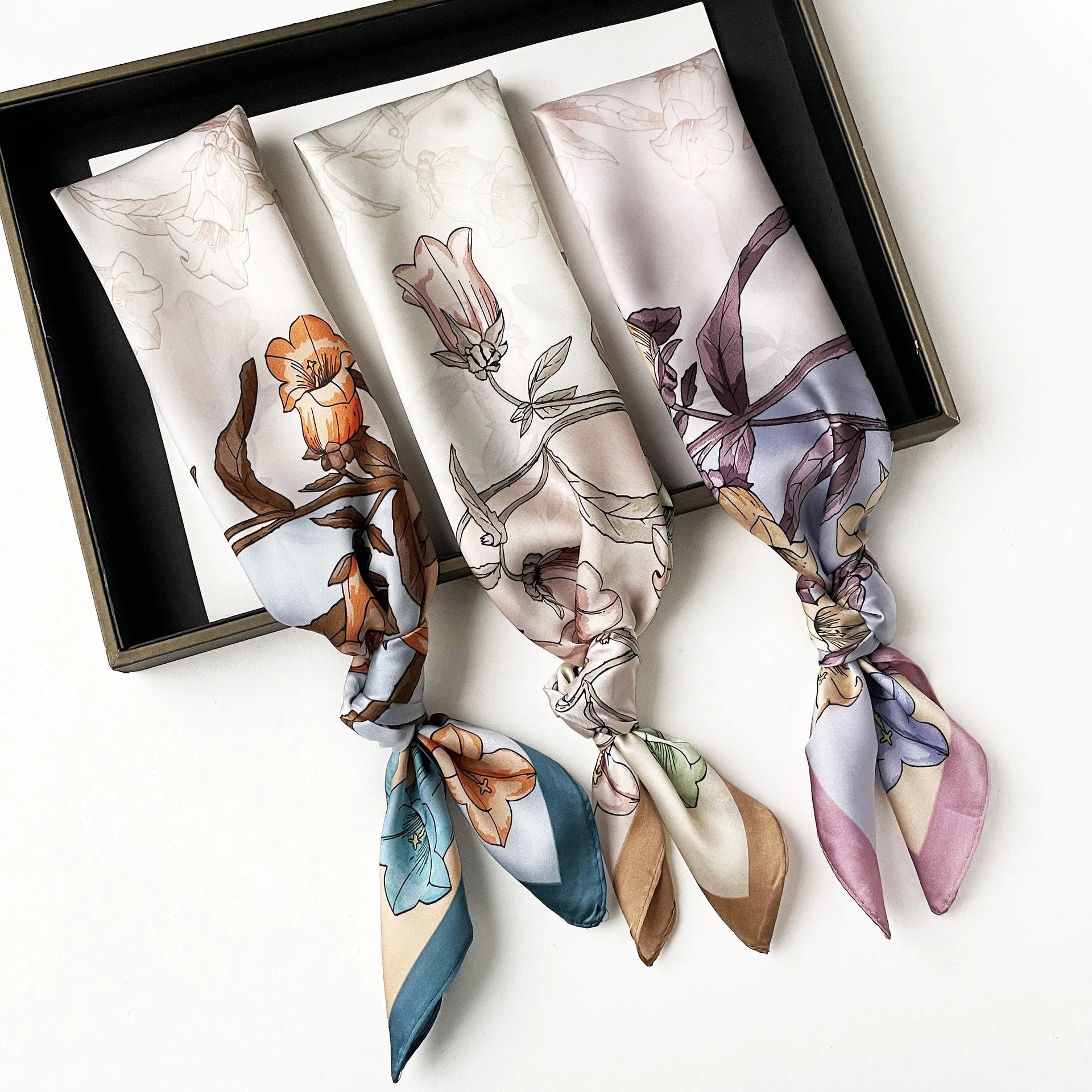 Anna-Kaci Women's Square Floral Silk Feel Scarf Lightweight Botanical Neck Hair Wrap 27.5 Inch sold by Anna-Kaci product image thumbnail 3