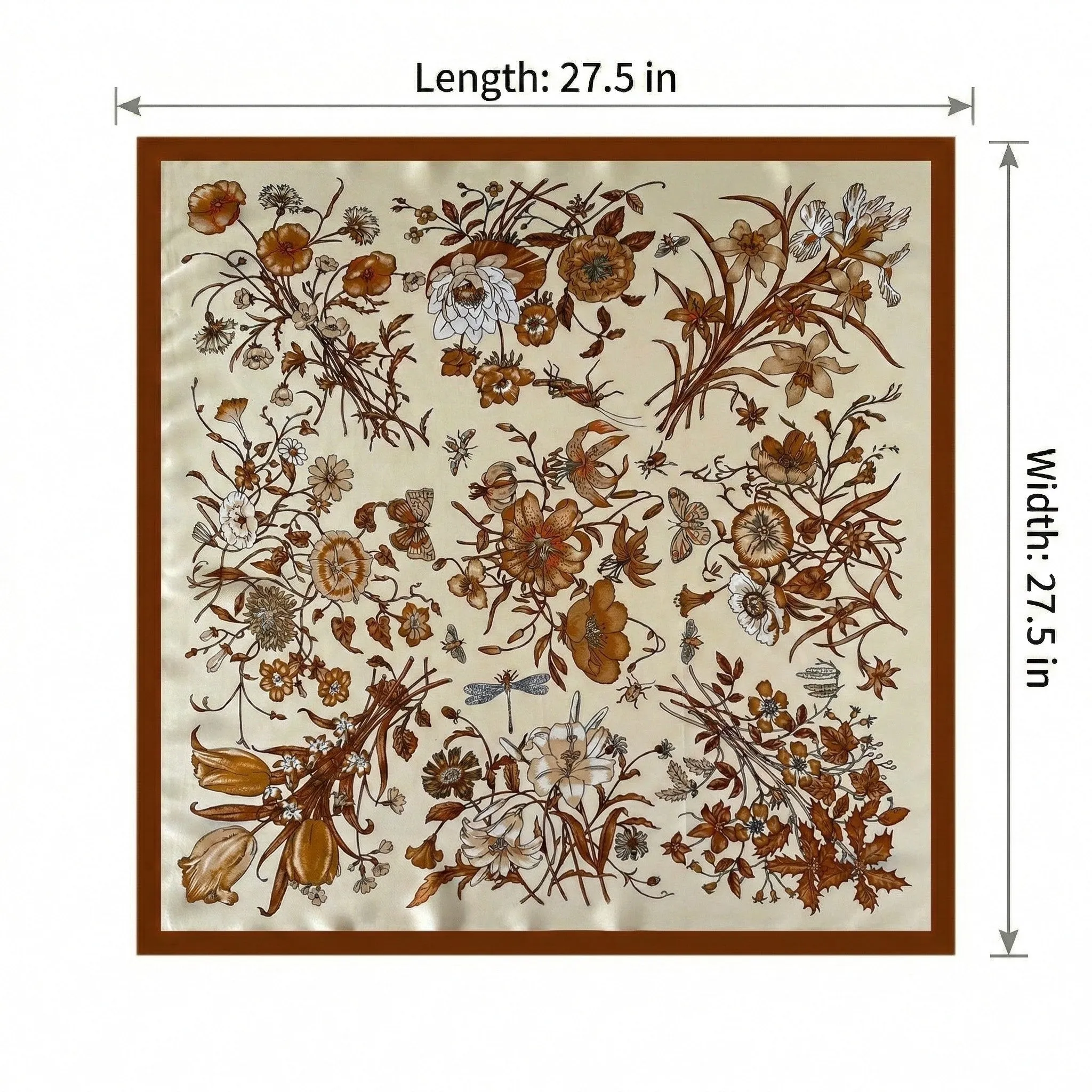 Anna-Kaci Women's Square Floral Silk Feel Scarf Lightweight Botanical Print Neck Wrap 27.5 Inch sold by Anna-Kaci product image thumbnail 5