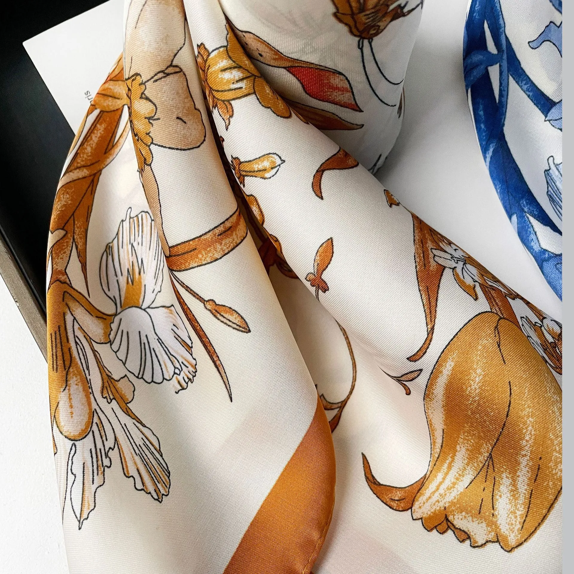 Anna-Kaci Women's Square Floral Silk Feel Scarf Lightweight Botanical Print Neck Wrap 27.5 Inch sold by Anna-Kaci product image thumbnail 3