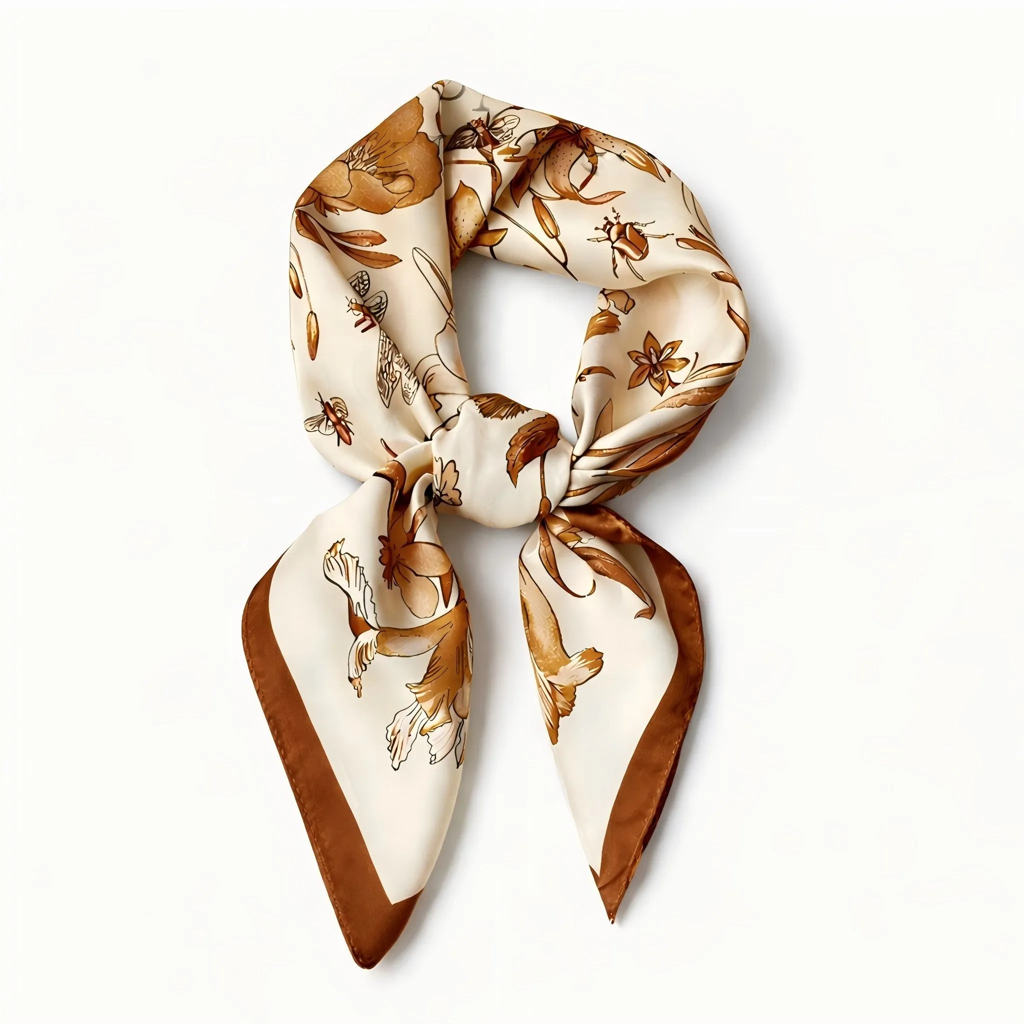 Anna-Kaci Women's Square Floral Silk Feel Scarf Lightweight Botanical Print Neck Wrap 27.5 Inch sold by Anna-Kaci
