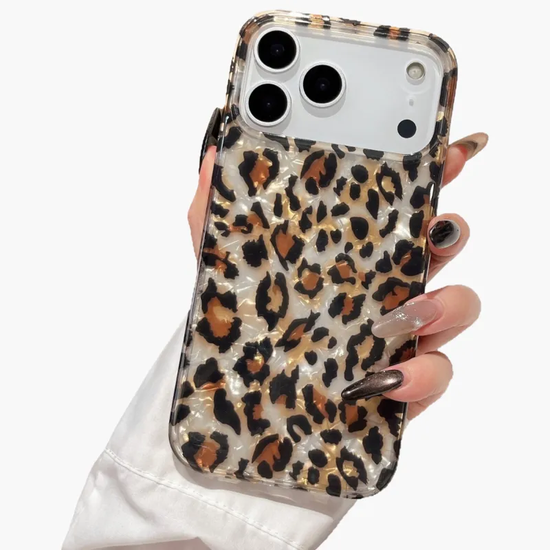 Anna-Kaci Leopard Print Phone Case Glossy Shell Pattern Protective Cover Shock Resistant Slim Design made by Anna-Kaci