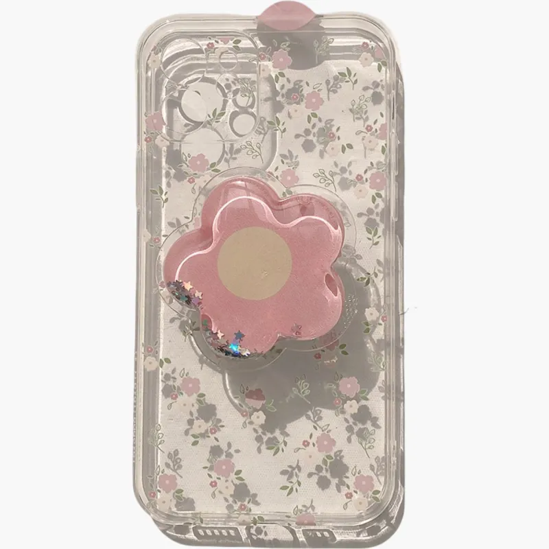 Anna-Kaci Peach Pattern Phone Case with Flower Grip Cute Fruit Protective Cover made by Anna-Kaci