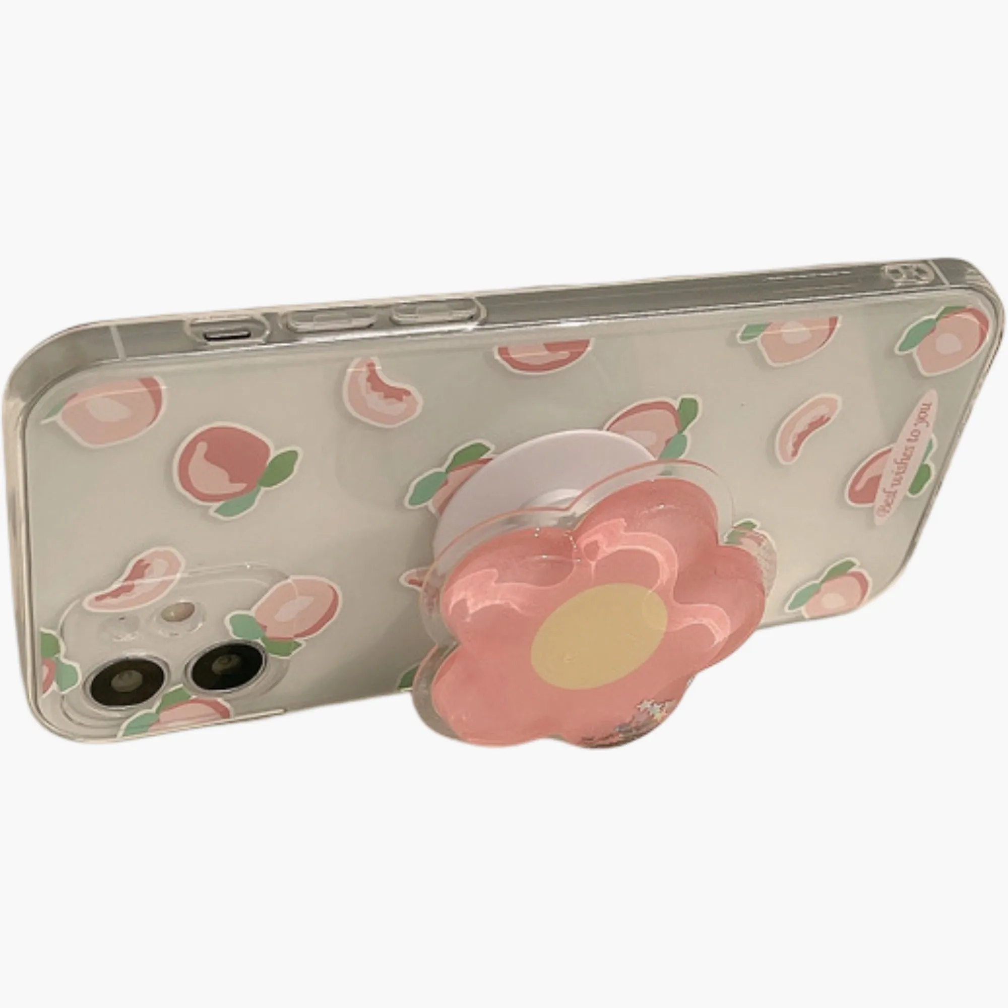 Anna-Kaci Peach Pattern Phone Case with Flower Grip Cute Fruit Protective Cover sold by Anna-Kaci product image thumbnail 2