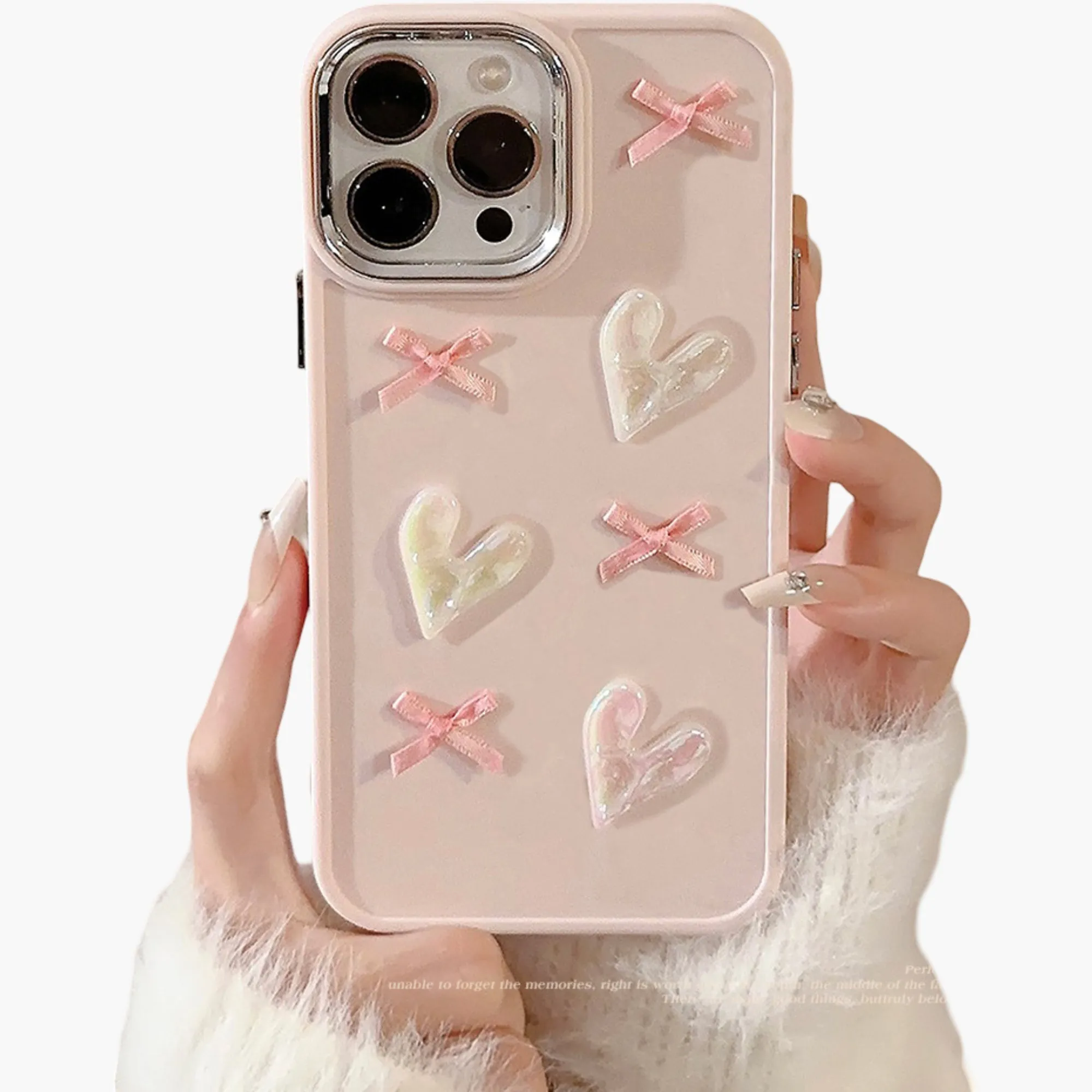 Anna-Kaci Heart and Bow Phone Case with Glossy Embellished Design Cute Protective Cover sold by Anna-Kaci product image thumbnail 3