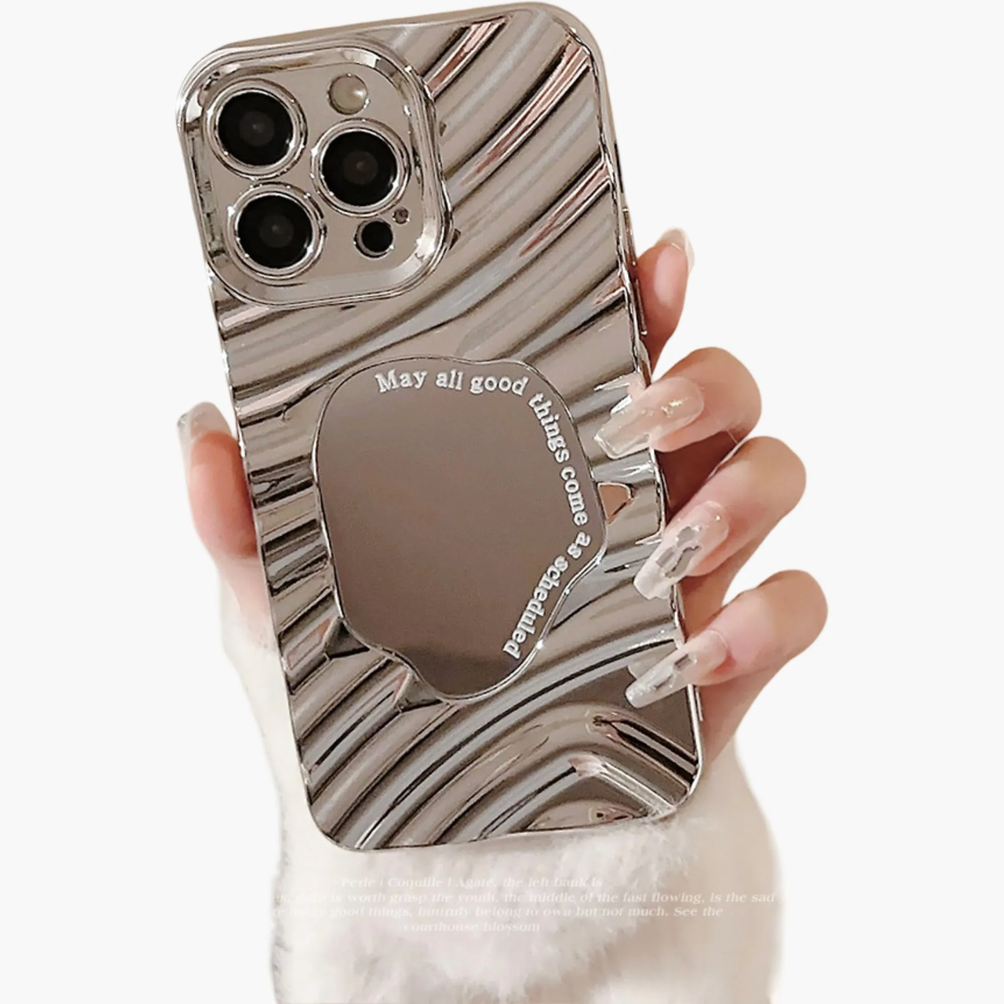 Anna-Kaci Glossy Ripple Phone Case with Mirror Detail Wavy Pattern Protective Cover sold by Anna-Kaci product image thumbnail 2