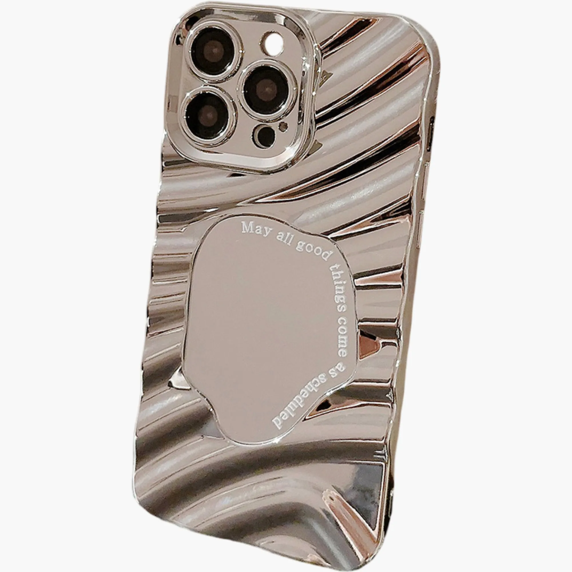 Anna-Kaci Glossy Ripple Phone Case with Mirror Detail Wavy Pattern Protective Cover sold by Anna-Kaci product image thumbnail 4