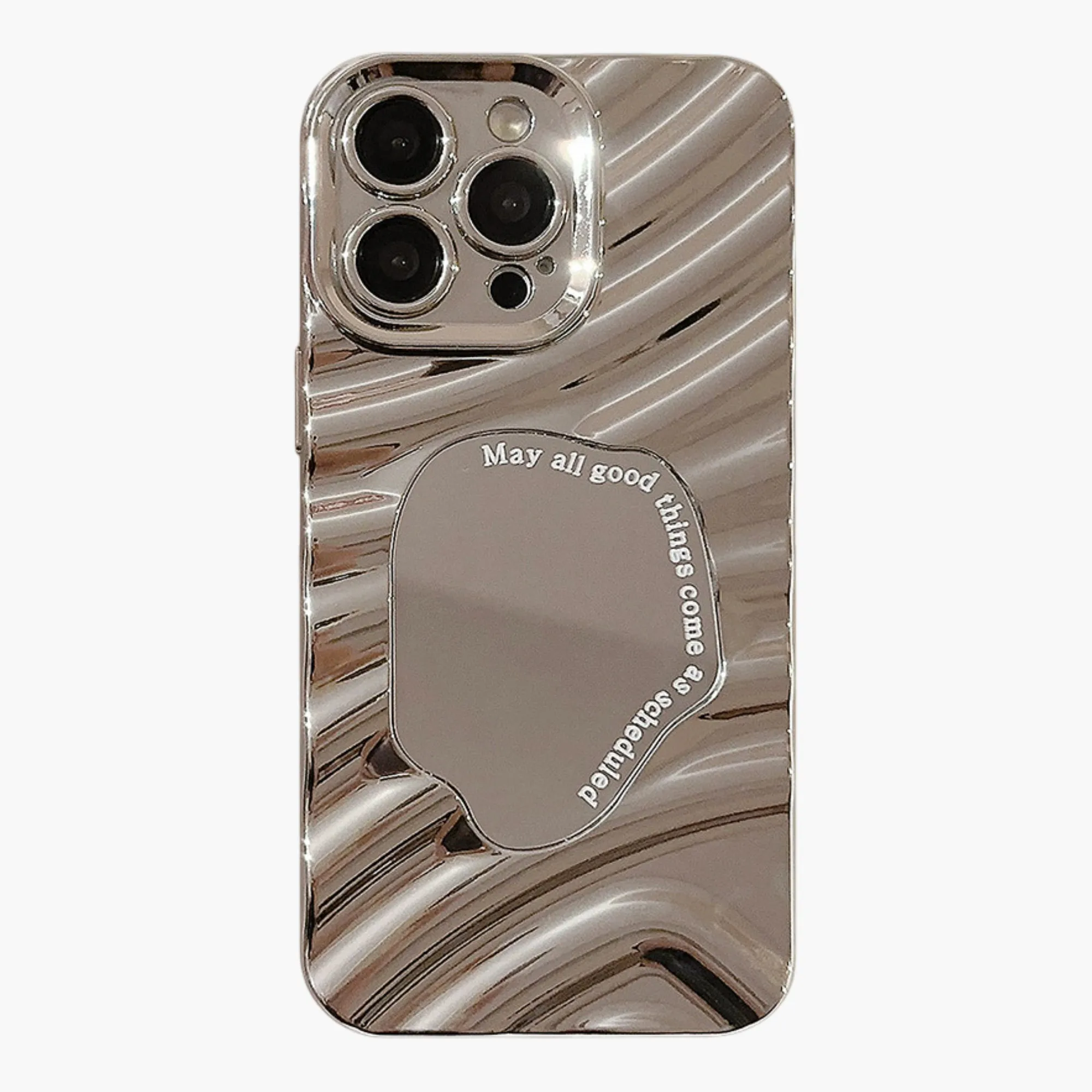 Anna-Kaci Glossy Ripple Phone Case with Mirror Detail Wavy Pattern Protective Cover sold by Anna-Kaci