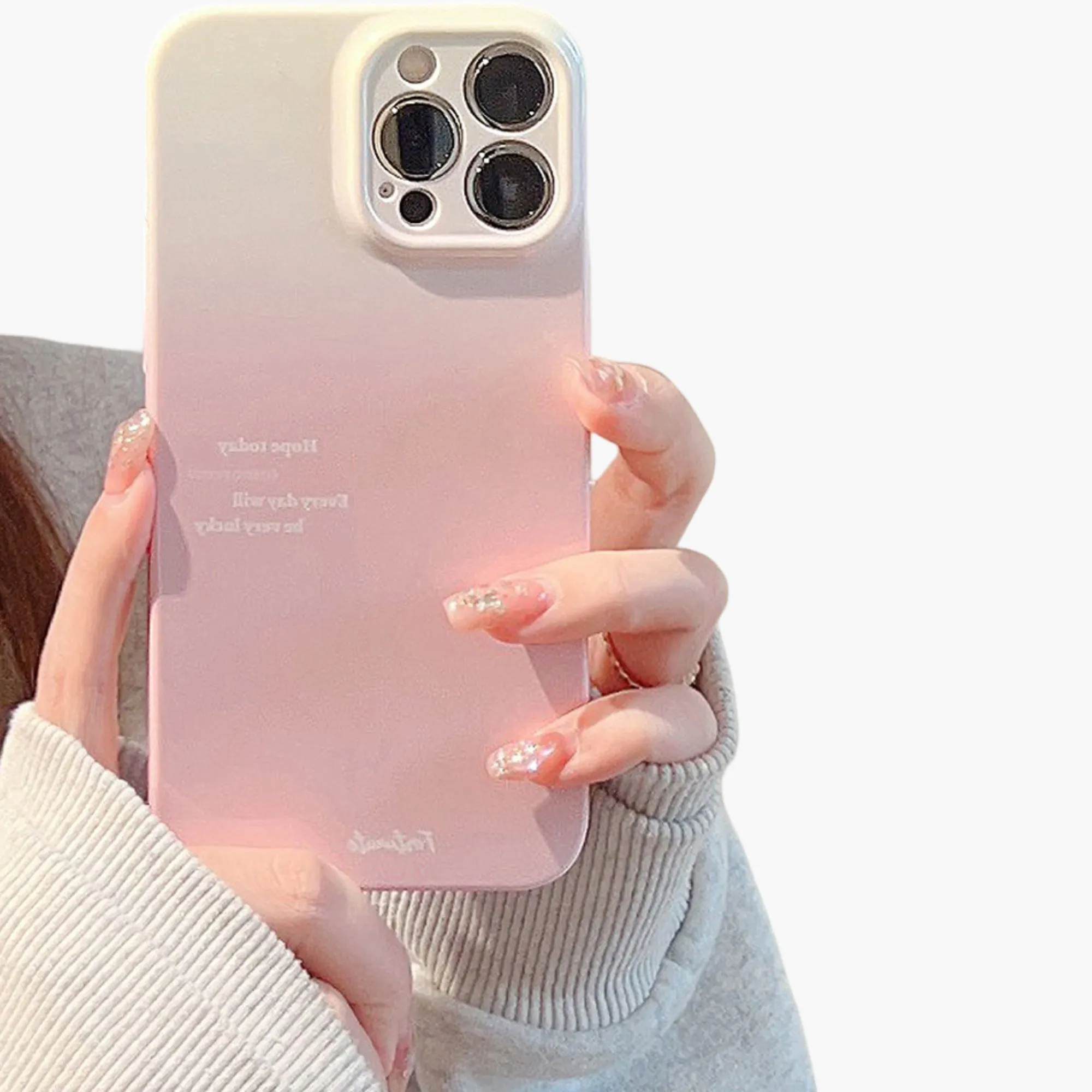 Anna-Kaci Gradient Phone Case with Soft Matte Finish Minimal Text Design Protective Cover sold by Anna-Kaci product image thumbnail 2