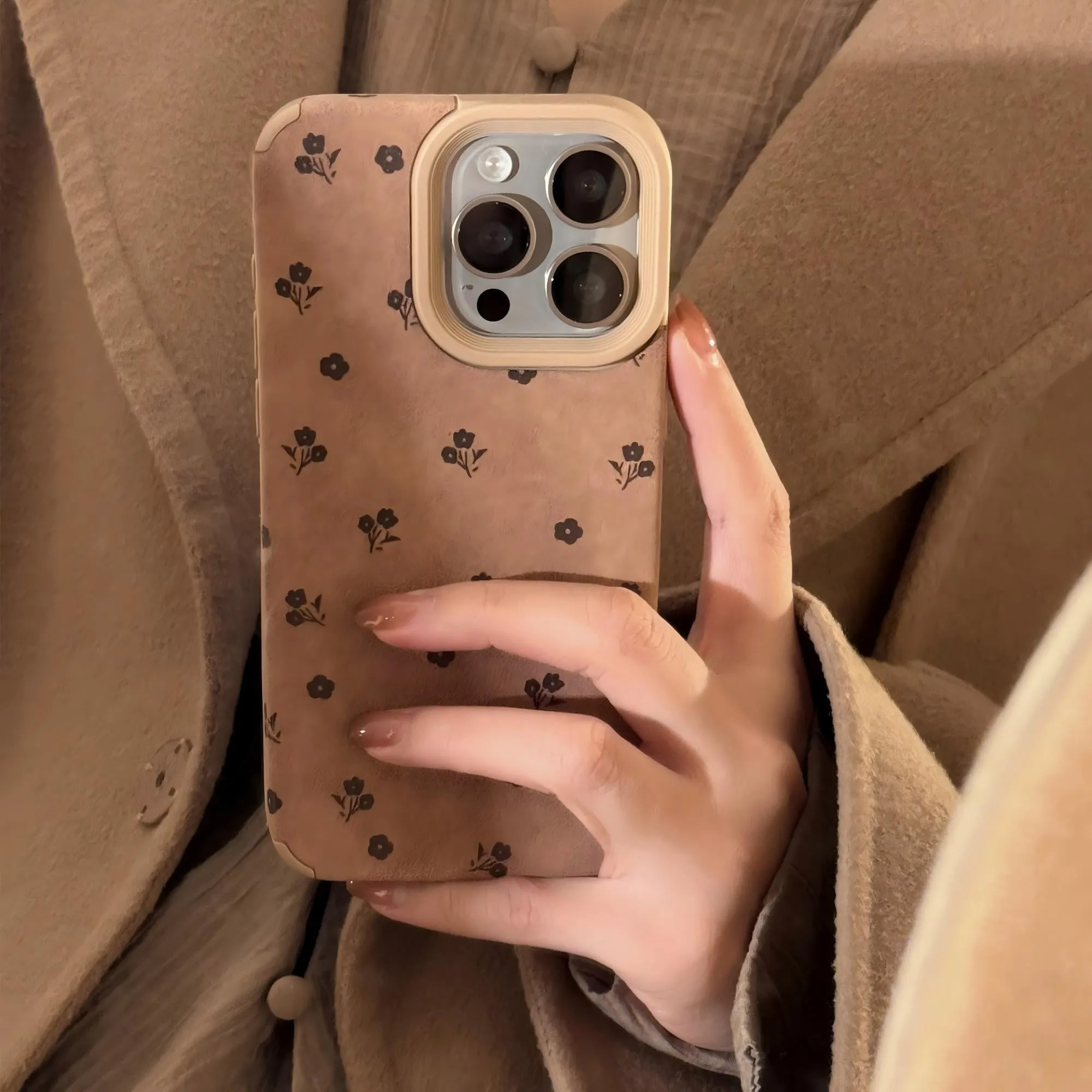 Anna-Kaci Faux Leather Phone Case with Floral Pattern Textured Finish Protective Cover sold by Anna-Kaci product image thumbnail 2