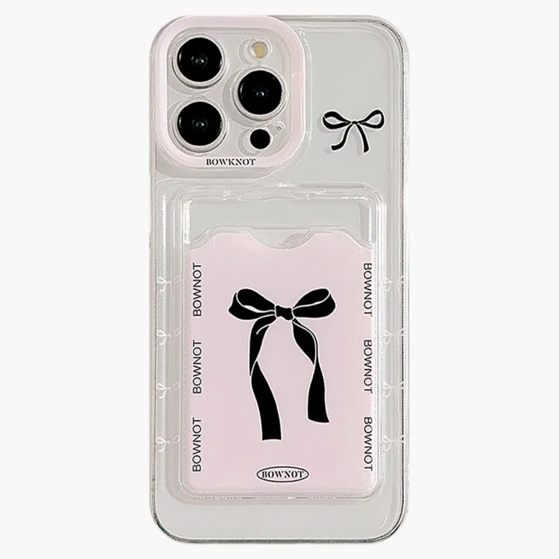 Anna-Kaci Phone Case with Card Holder Pocket Bow Graphic Design Protective Cover made by Anna-Kaci