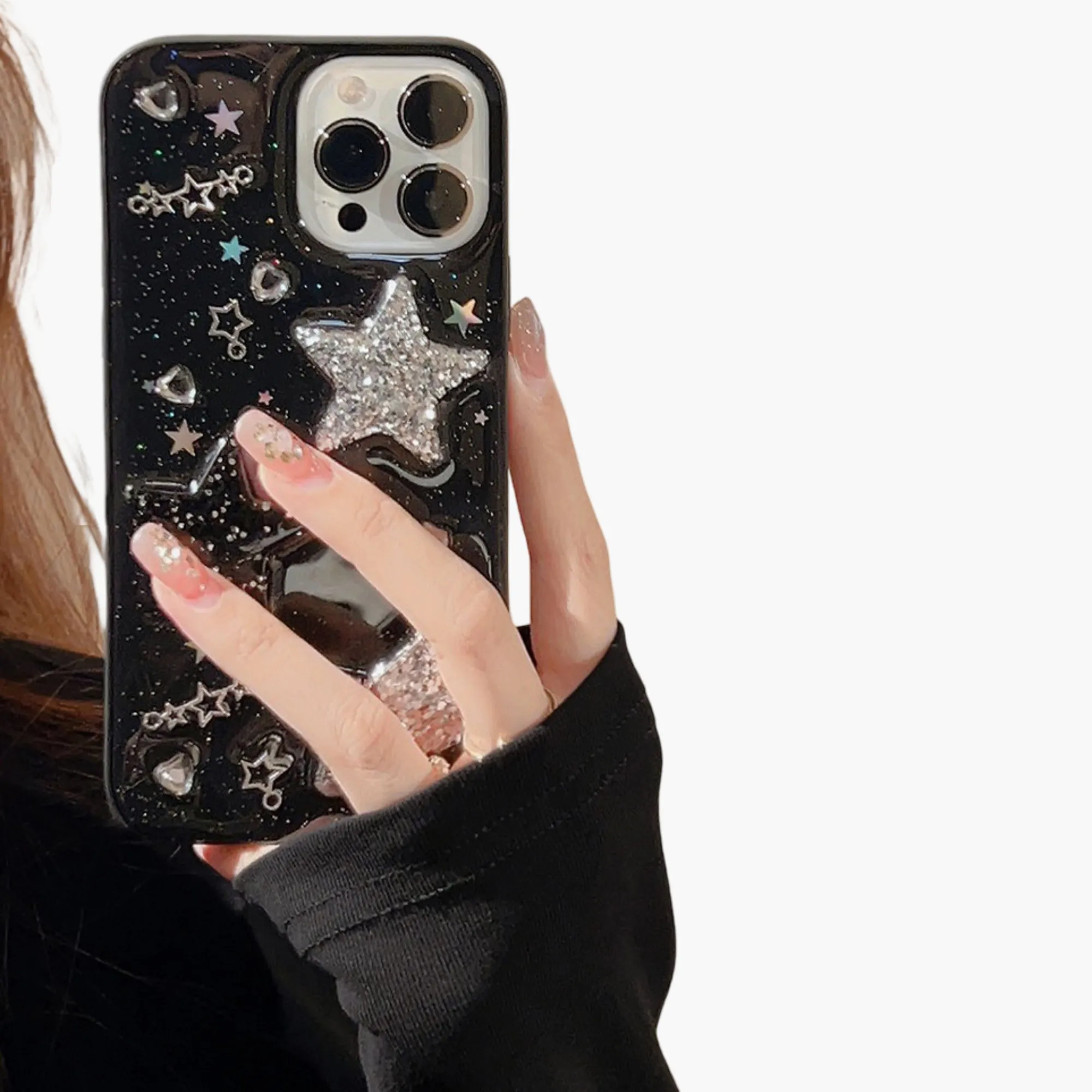 Anna-Kaci Glitter Star Phone Case with Star Pattern Sparkle Finish Protective Cover sold by Anna-Kaci product image thumbnail 4