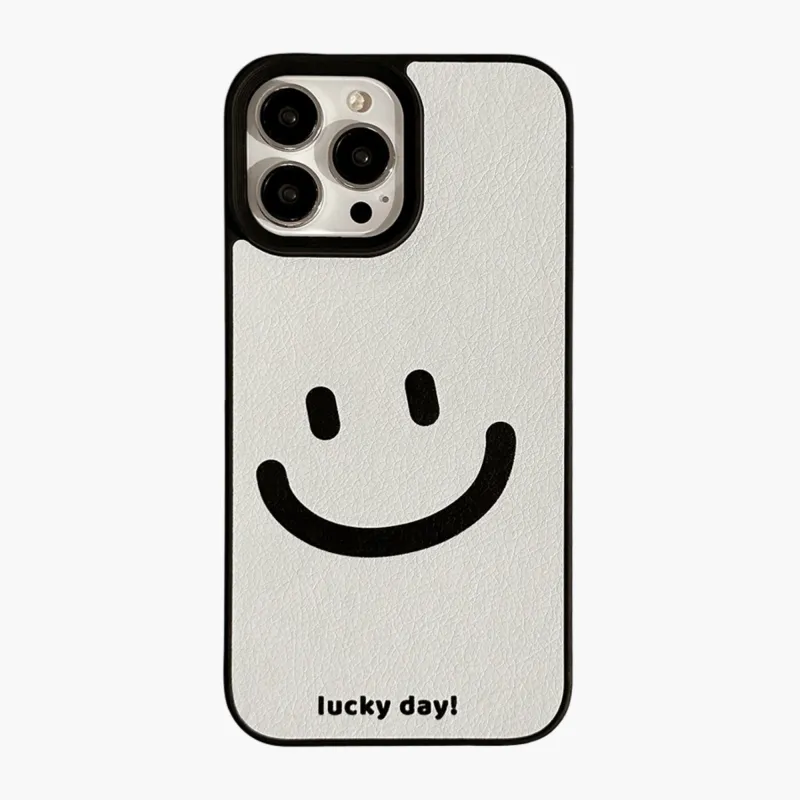 Anna-Kaci Smiley Face Phone Case with Textured Finish Minimal Graphic Design Protective Cover made by Anna-Kaci