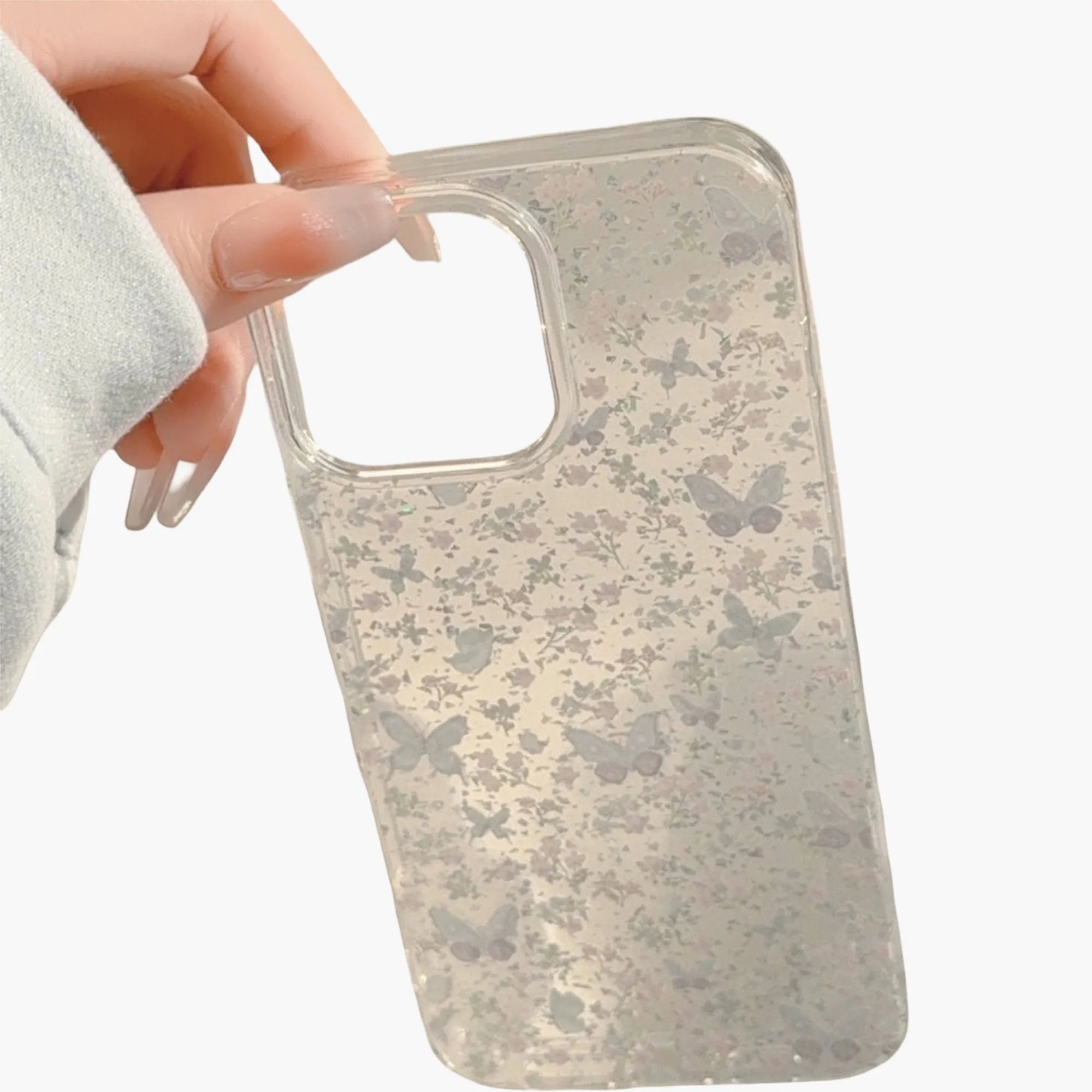 Anna-Kaci Butterfly Floral Phone Case with Glitter Detail Clear Pattern Lightweight Protective Cover sold by Anna-Kaci product image thumbnail 4