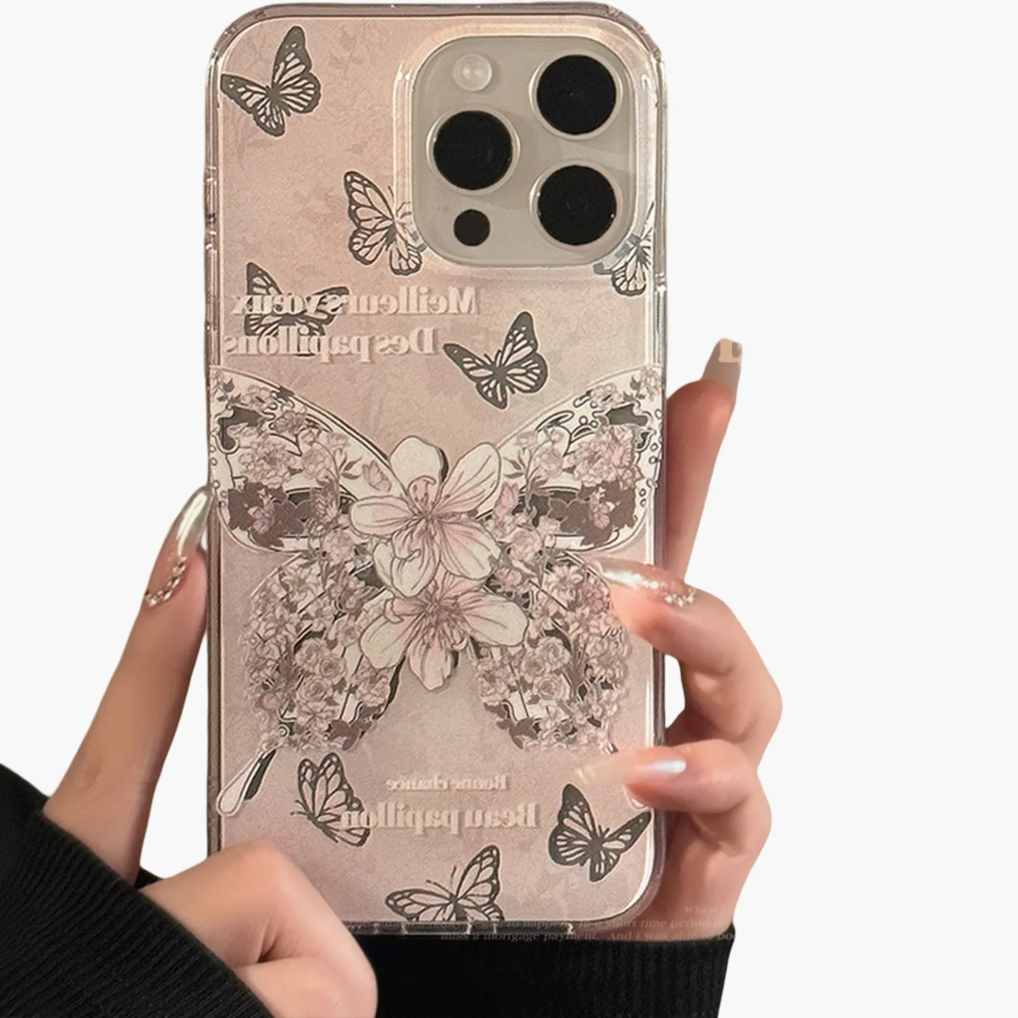 Anna-Kaci Butterfly Floral Phone Case with Beaded Wrist Strap Vintage Style Pattern Protective Cover sold by Anna-Kaci product image thumbnail 3