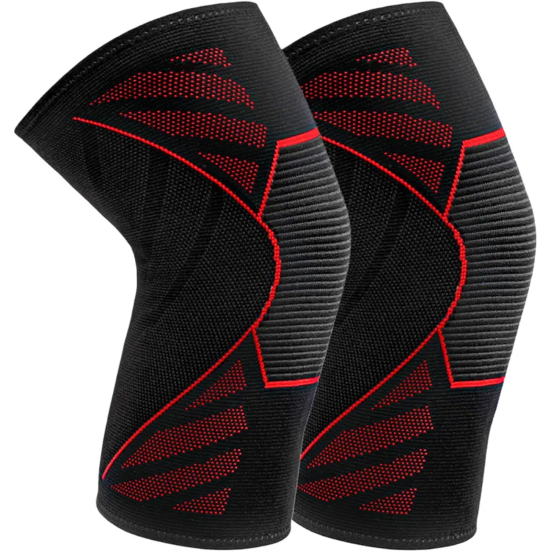 Running Knee Compression Sleeves 2 Pc with Reinforced Support Panel and Breathable Athletic Fit made by Anna-Kaci