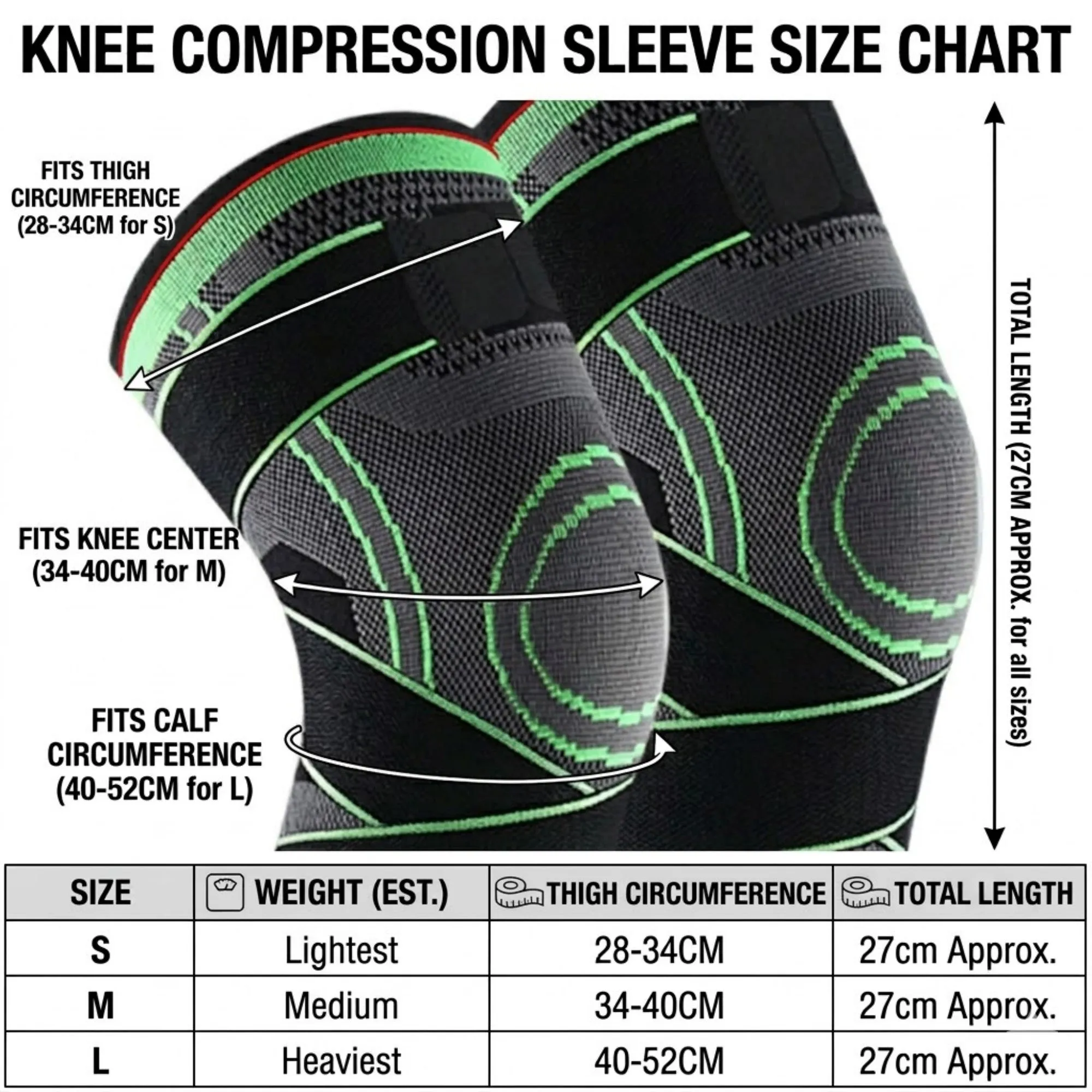 Running Knee Compression Sleeves 2 Pc with Adjustable Strap Support and Breathable Athletic Fit sold by Anna-Kaci product image thumbnail 5