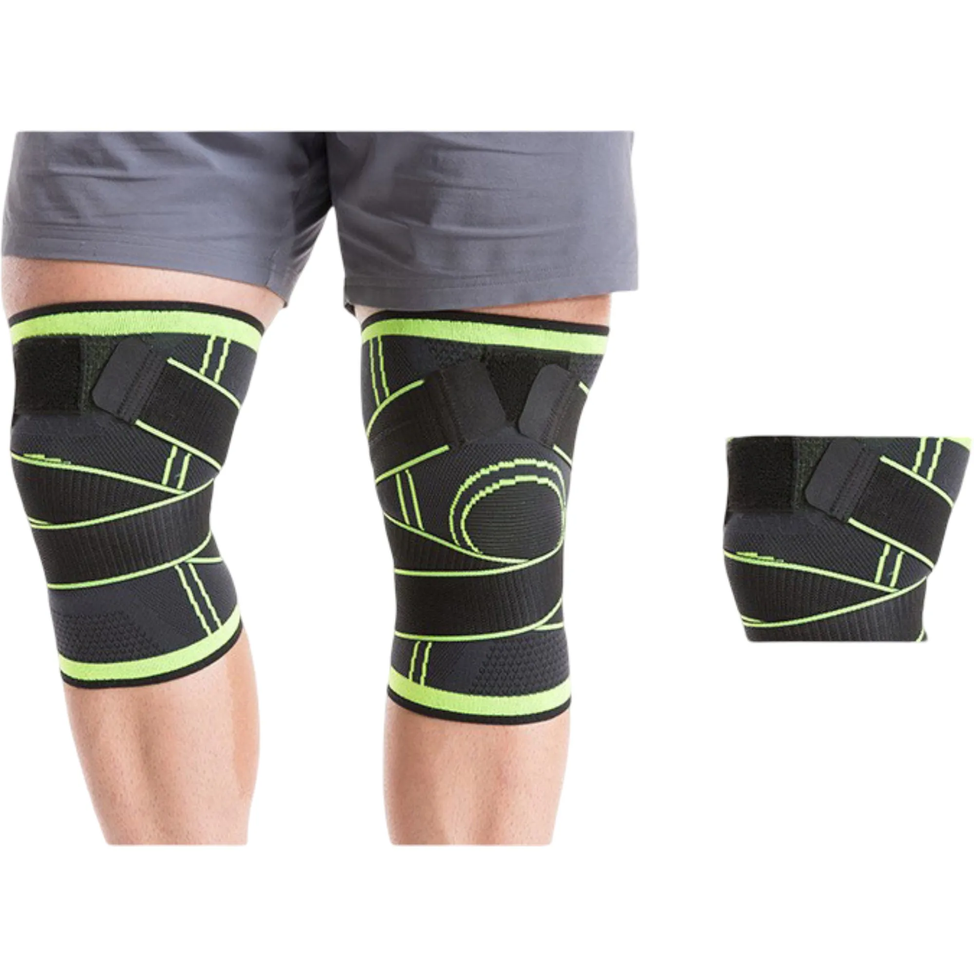 Running Knee Compression Sleeves 2 Pc with Adjustable Strap Support and Breathable Athletic Fit sold by Anna-Kaci product image thumbnail 2