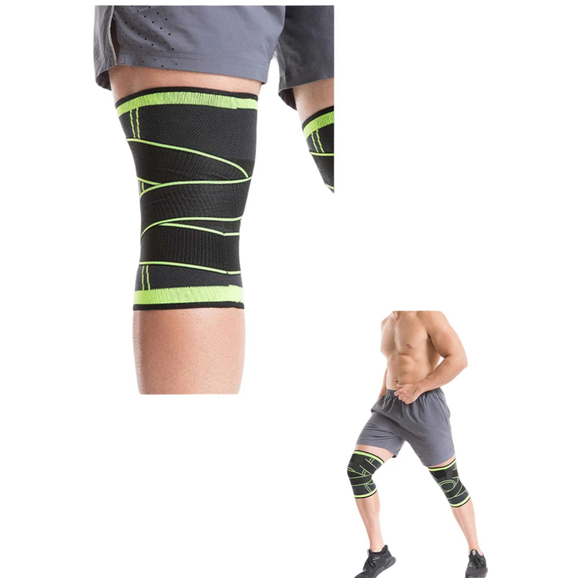 Running Knee Compression Sleeves 2 Pc with Adjustable Strap Support and Breathable Athletic Fit sold by Anna-Kaci product image thumbnail 3