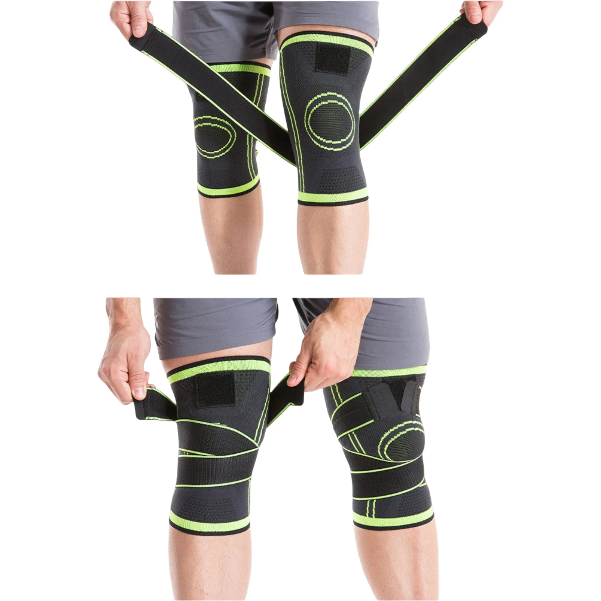 Running Knee Compression Sleeves 2 Pc with Adjustable Strap Support and Breathable Athletic Fit sold by Anna-Kaci product image thumbnail 4