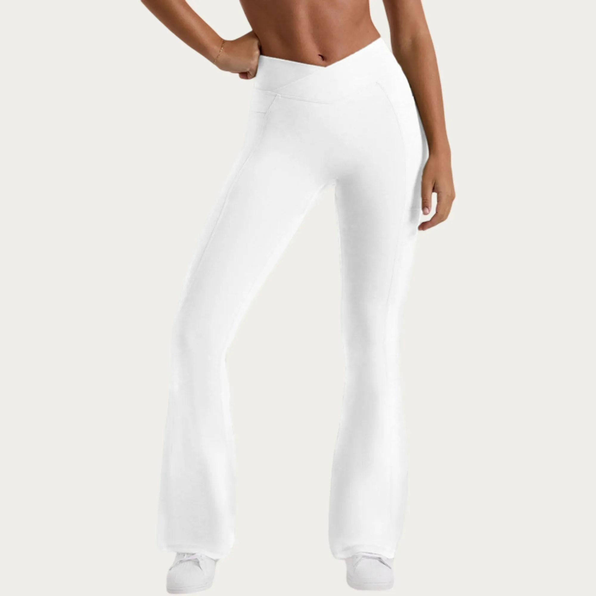 Anna-Kaci Women's V Waist Flare Yoga Pants with Cross Front High Waist Stretch Fit Athletic Workout Leggings sold by Anna-Kaci product image thumbnail 5