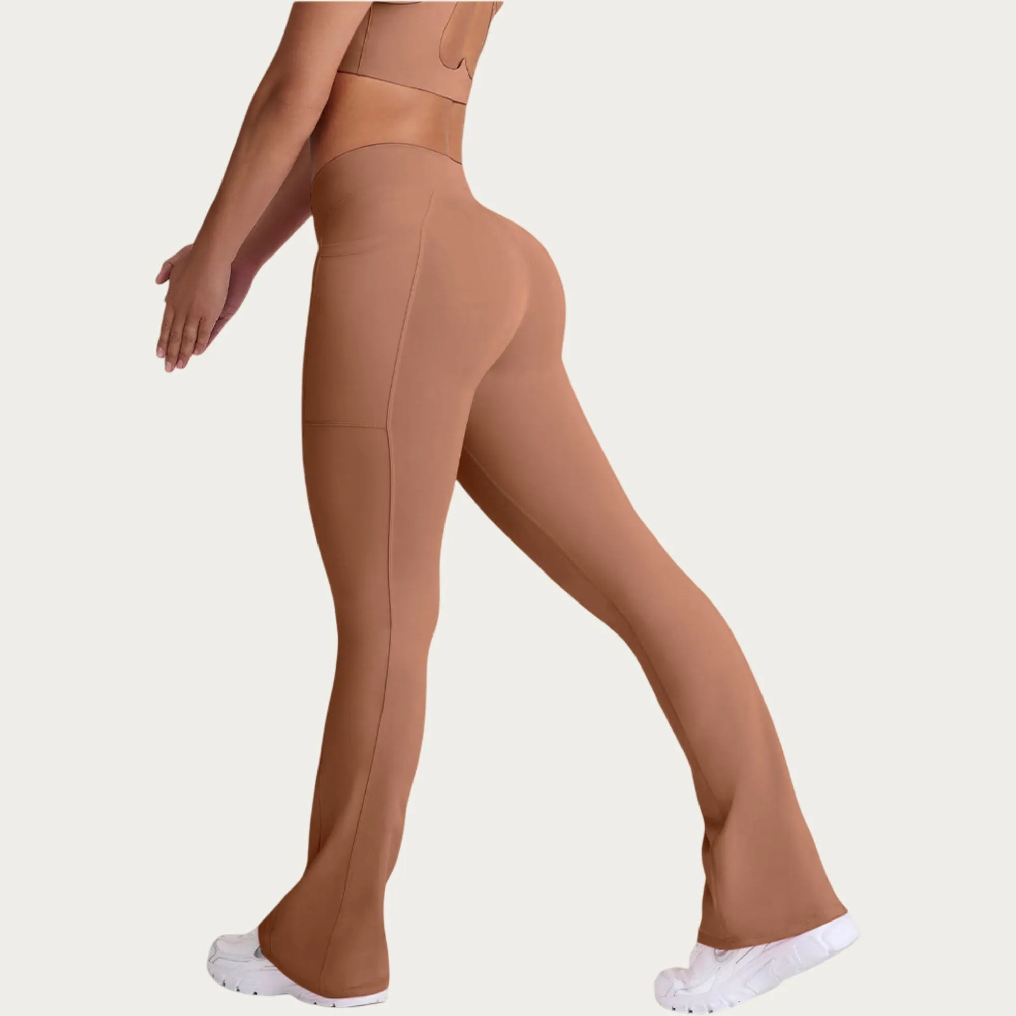 Anna-Kaci Women's V Waist Flare Yoga Pants with Cross Front High Waist Stretch Fit Athletic Workout Leggings sold by Anna-Kaci product image thumbnail 3