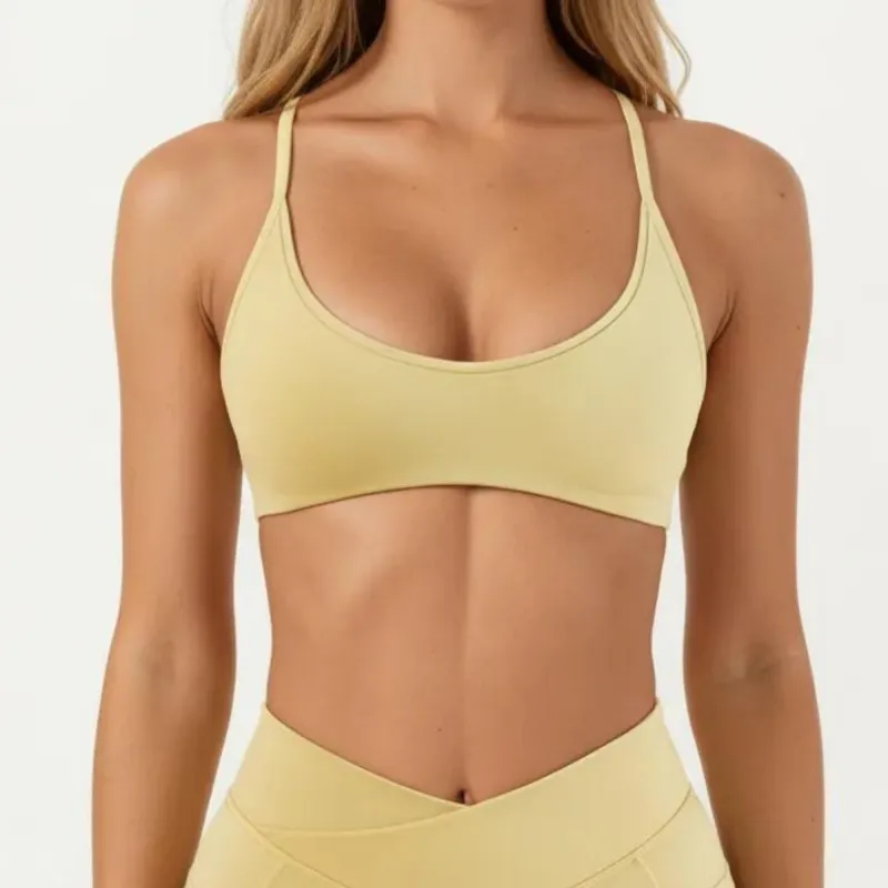 Anna-Kaci Women's Adjustable Strap Sports Bra with Scoop Neck Stretch Support Athletic Workout Crop Top made by Anna-Kaci