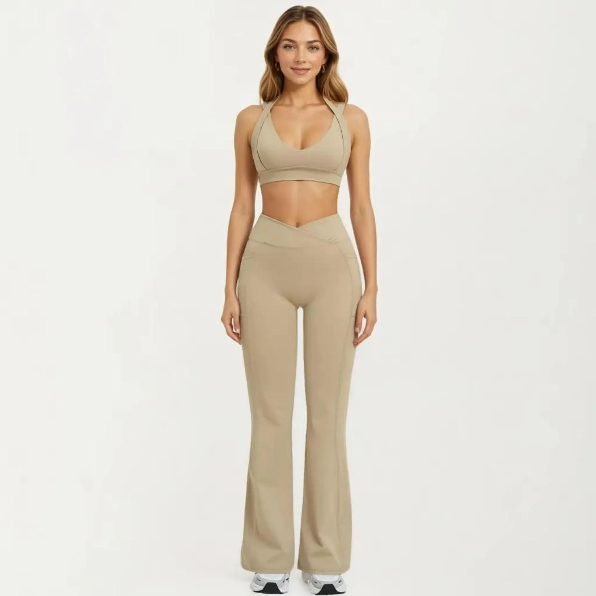 Anna-Kaci Women's High Waist Crossover Flare Yoga Pants Stretch Bootcut Workout Leggings with Side Pocket sold by Anna-Kaci product image thumbnail 2