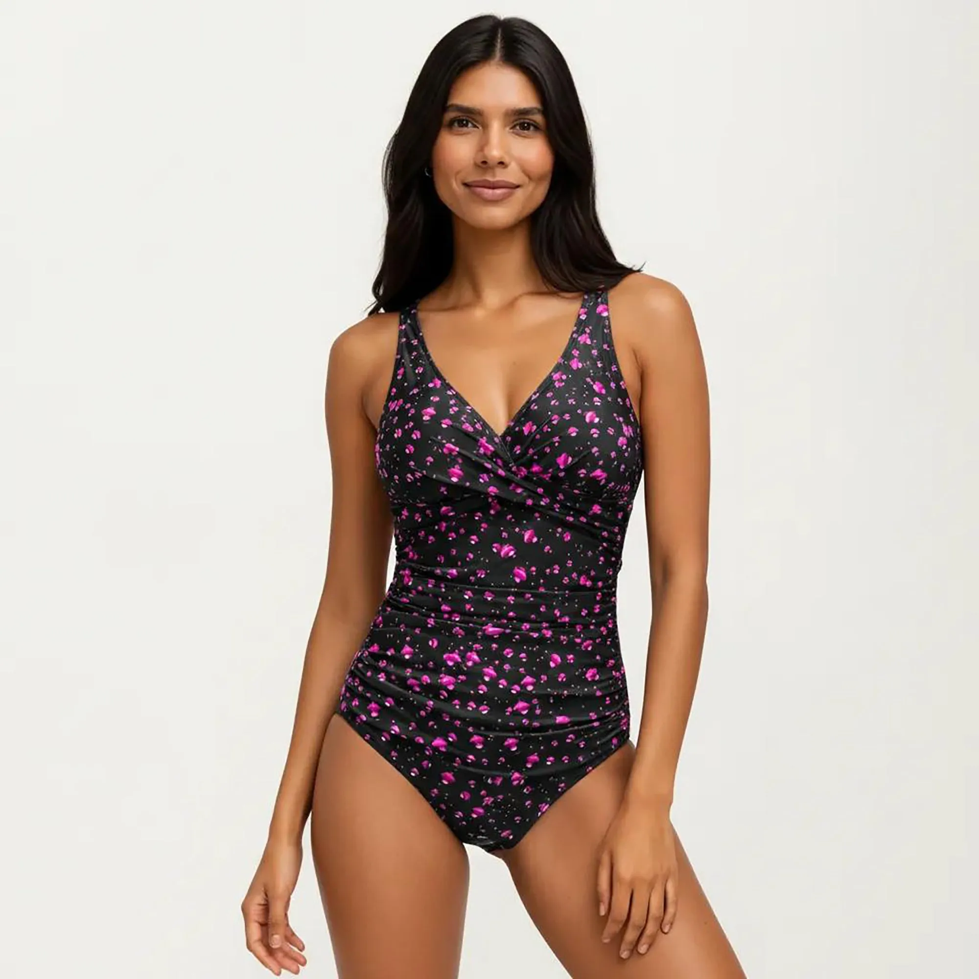 Anna-Kaci Women's Floral Print One Piece Swimsuit with Surplice V Neckline and Ruched Waist Detail sold by Anna-Kaci product image thumbnail 2