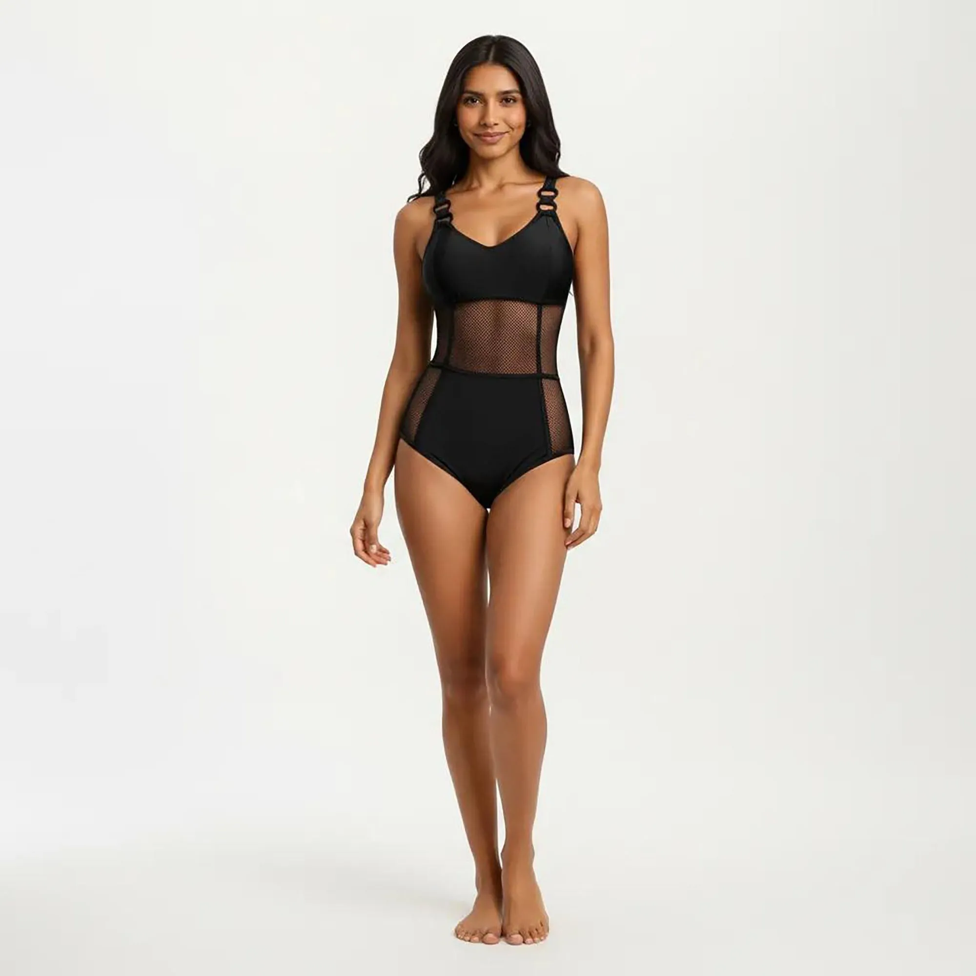 Anna-Kaci Women's Mesh Panel One Piece Swimsuit with Ring Strap Detail and Sculpted Fit sold by Anna-Kaci product image thumbnail 3