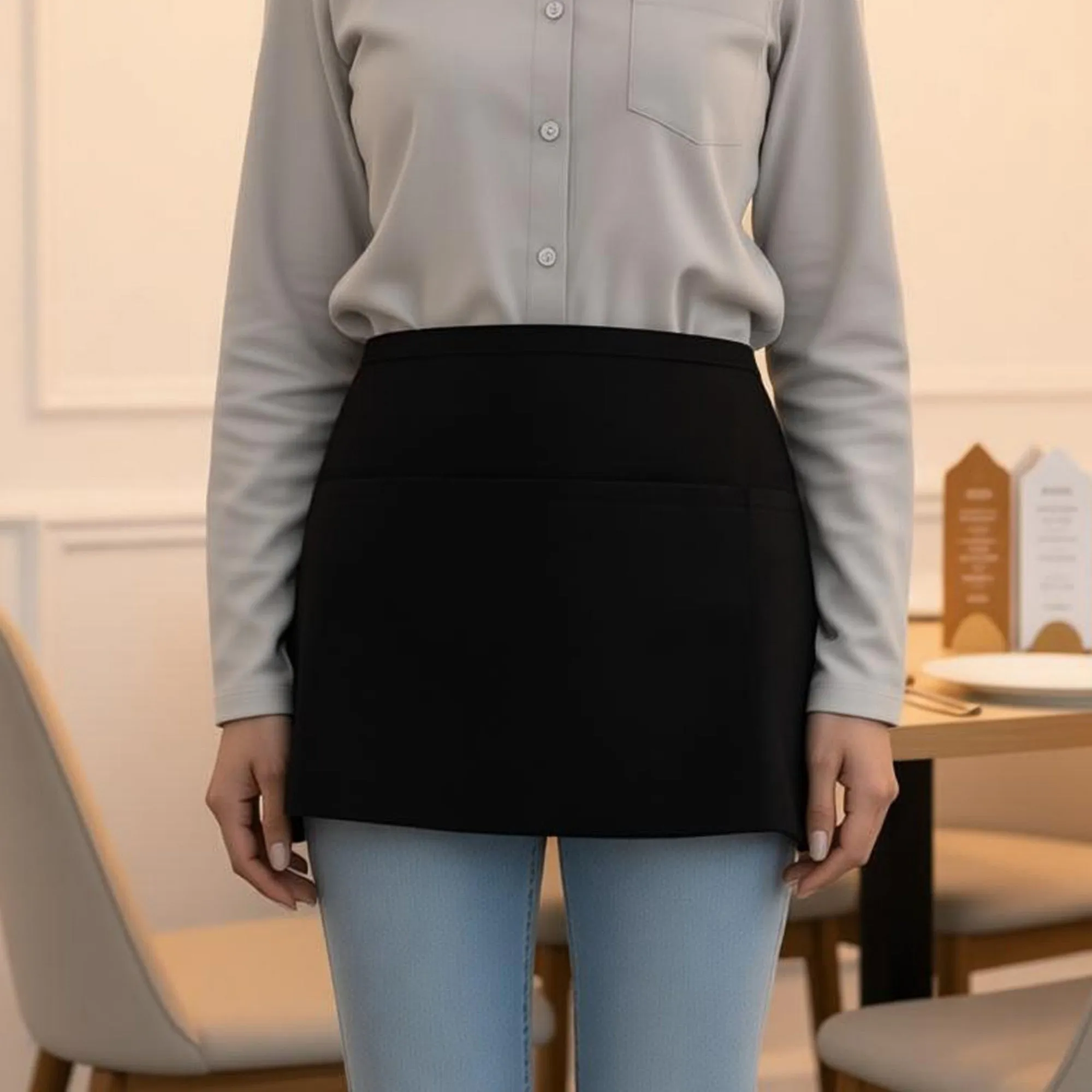 Anna-Kaci Cotton Waist Apron with Pockets Half Apron Utility Server Apron for Cooking Serving Craft Work sold by Anna-Kaci product image thumbnail 4