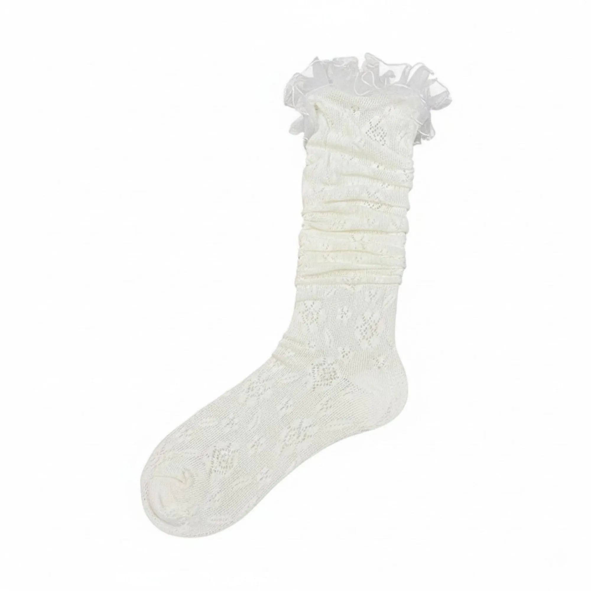Anna-Kaci Women's Sheer Lace Thigh High Stockings with Ruffle Trim, Stretch Floral Knit Over the Knee Hosiery sold by Anna-Kaci product image thumbnail 5