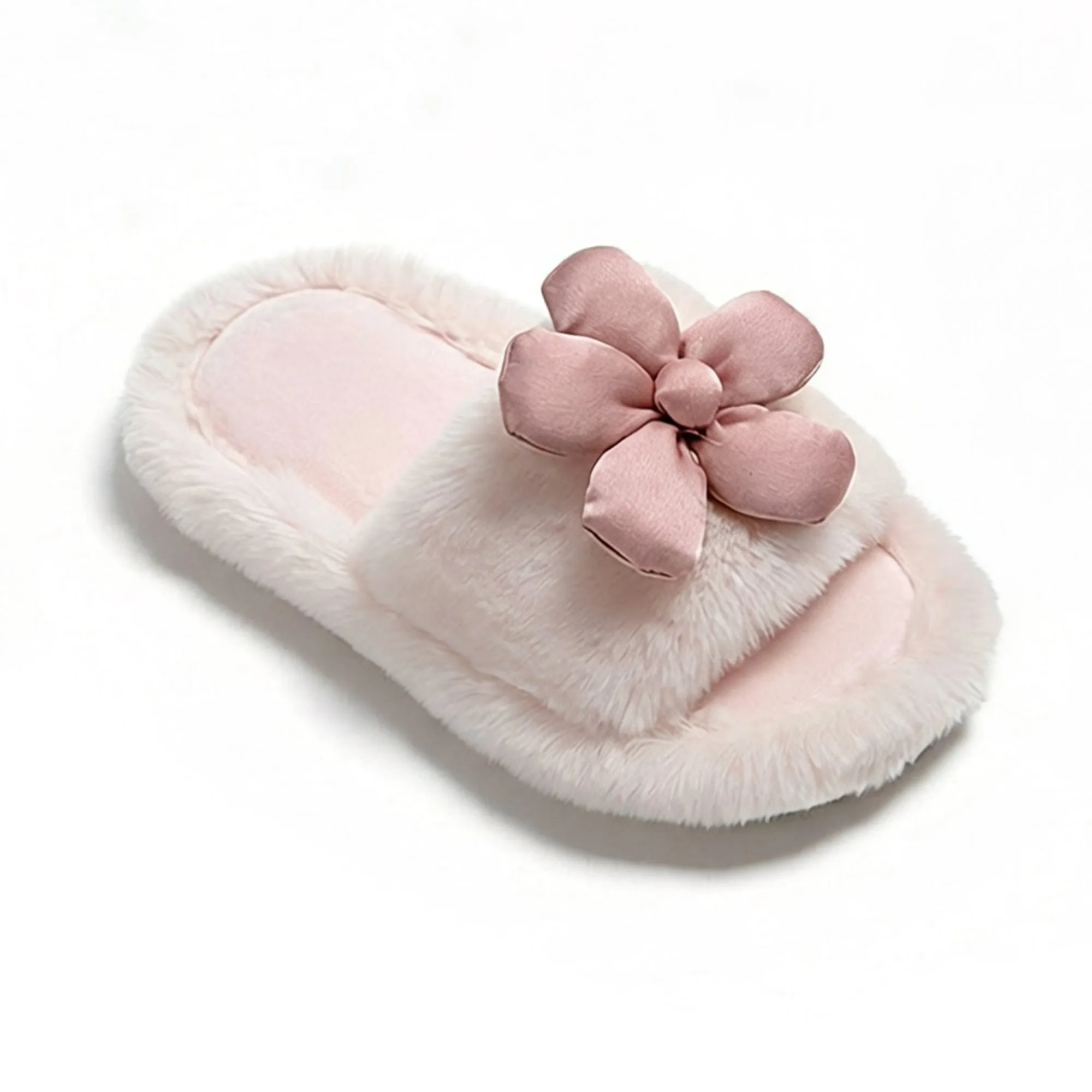 Anna-Kaci Women's Plush Indoor Slide Slippers with 3D Floral Detail and Cushioned Sole Design sold by Anna-Kaci